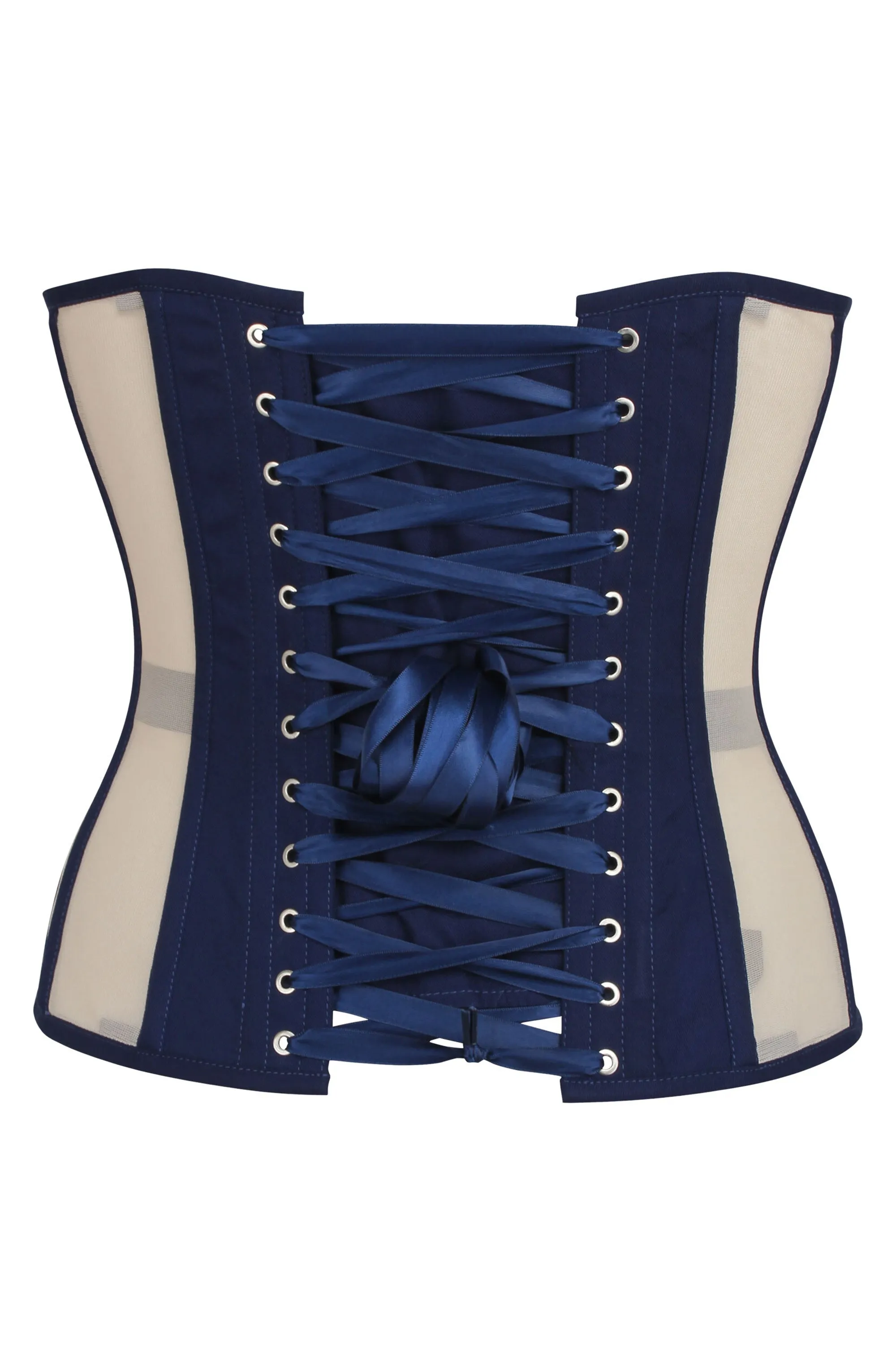 Adelia Beacon Blue Viscose and Lace Overbust Corset with Cups sold by Corset Story product image thumbnail 2