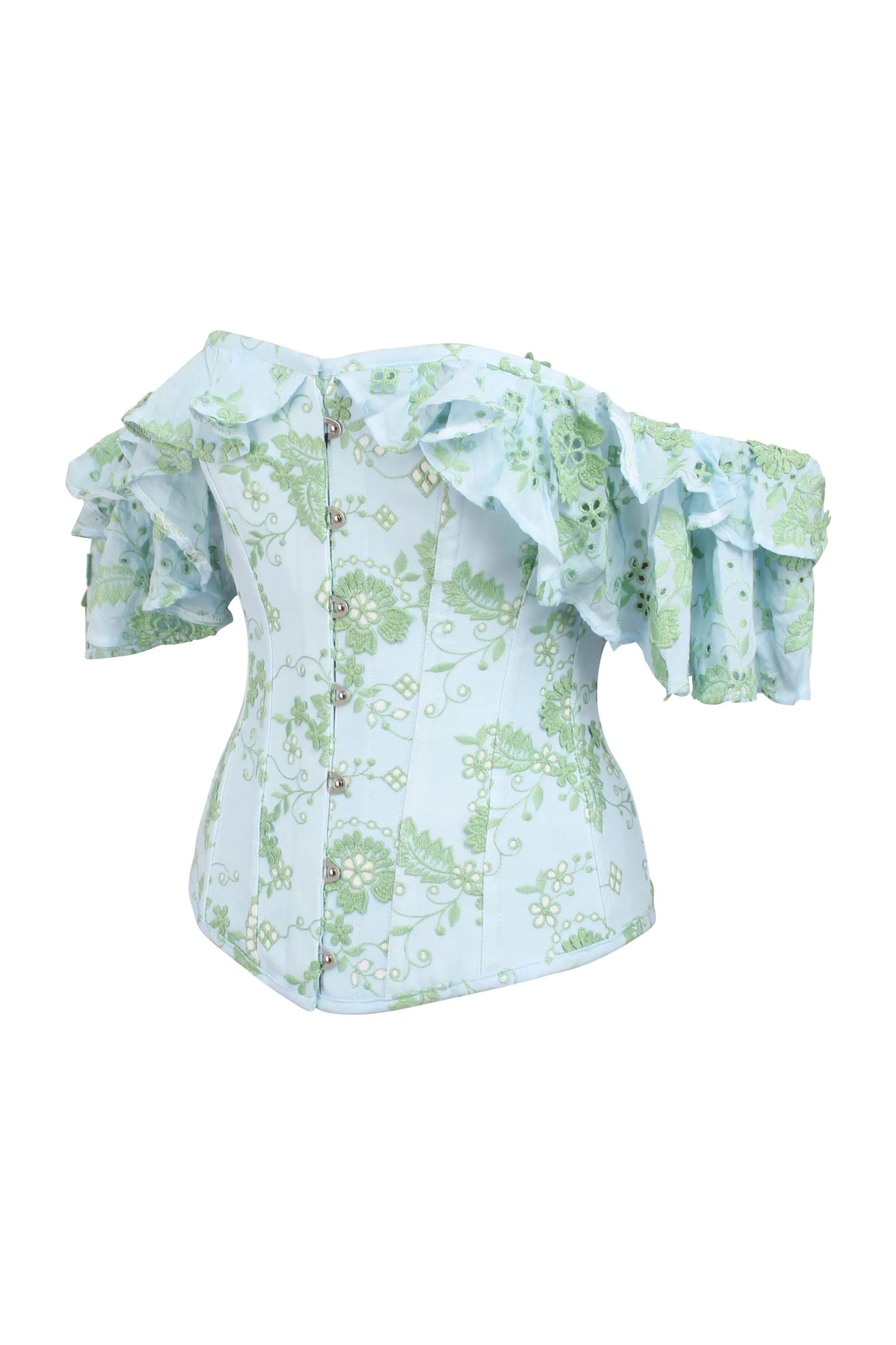 Sky blue broderie Anglaise sleeved corset top sold by Corset Story product image thumbnail 3