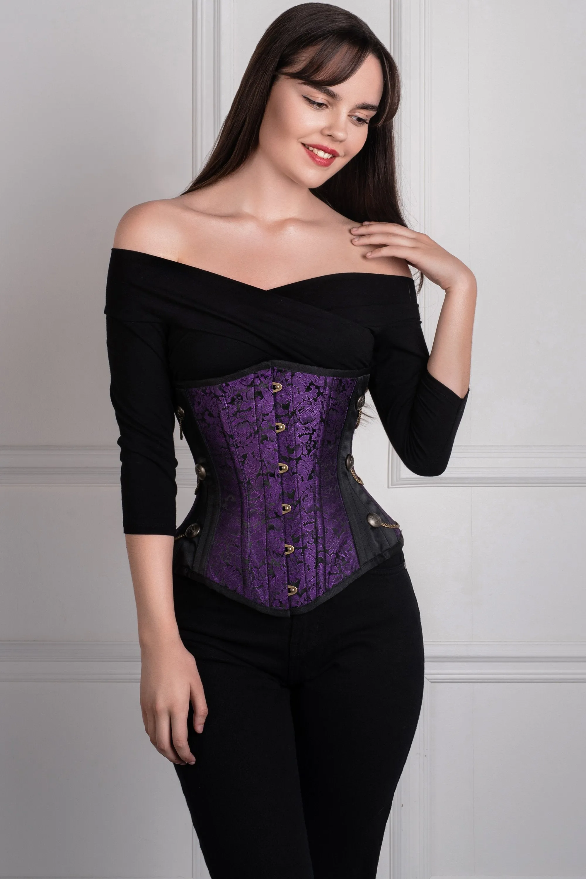 Purple Steampunk Longline Underbust Corset sold by Corset Story