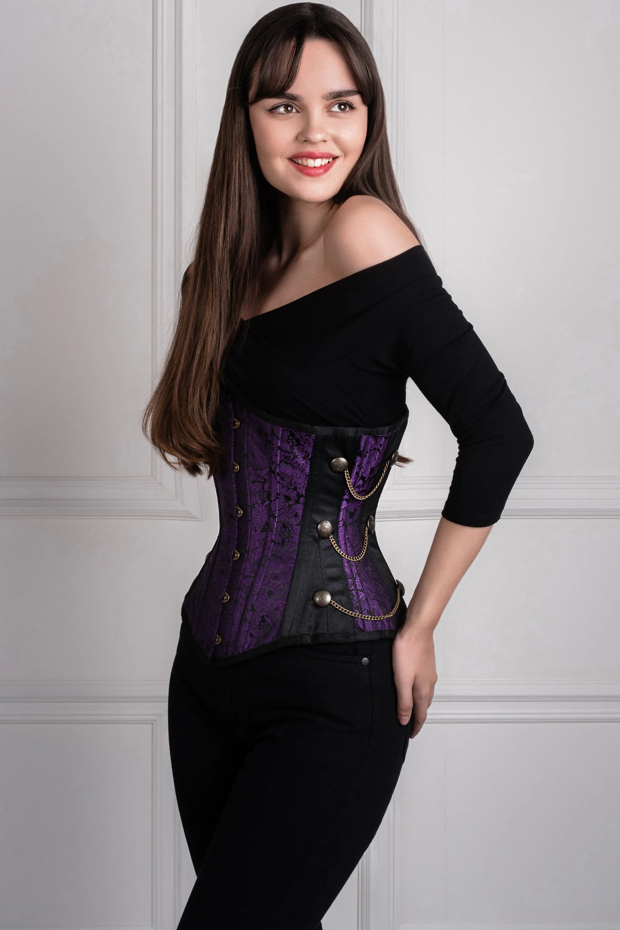 Purple Steampunk Longline Underbust Corset sold by Corset Story product image thumbnail 2