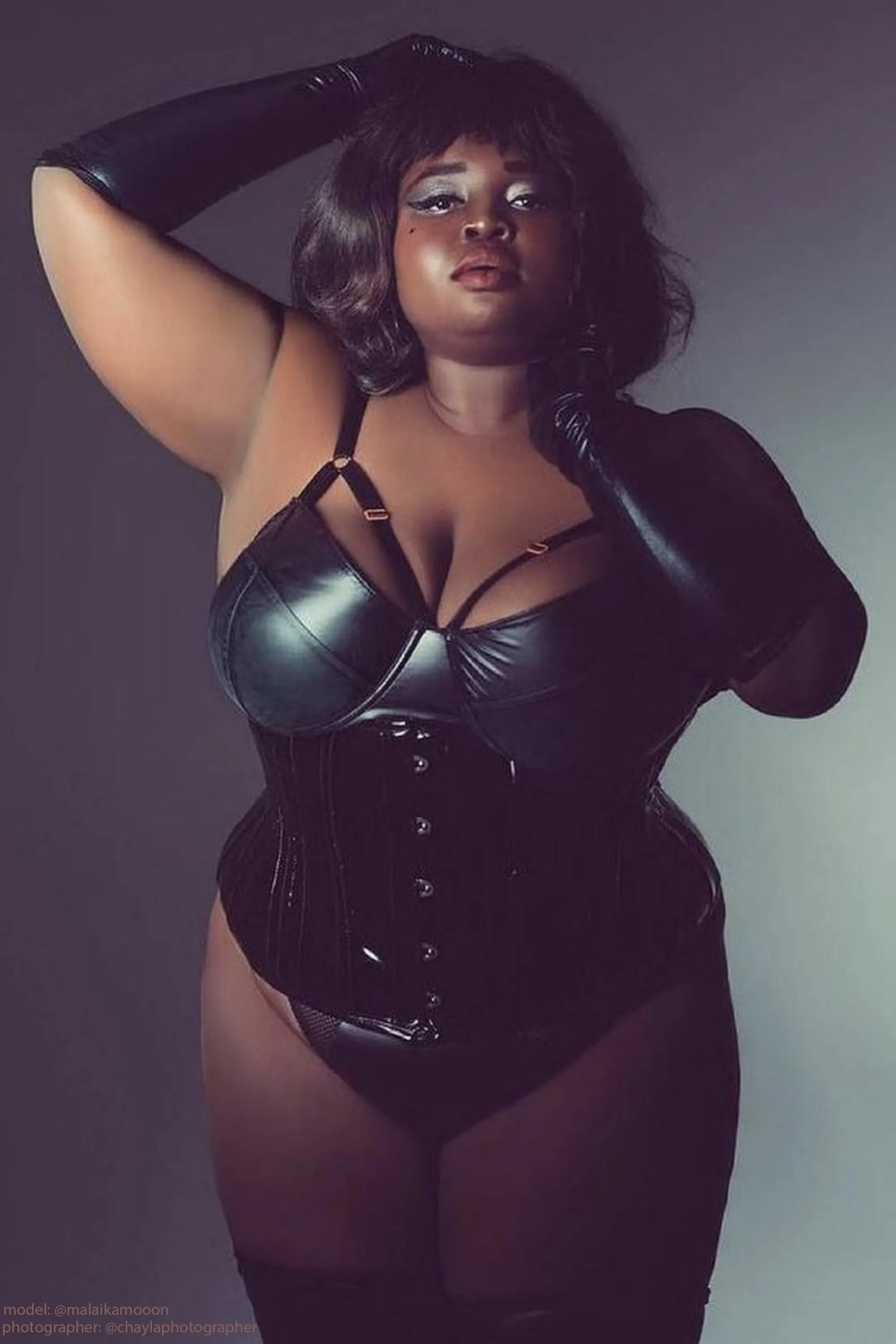 Black PVC Classic Underbust Waist Trainer With Hip Gores sold by Corset Story product image thumbnail 5