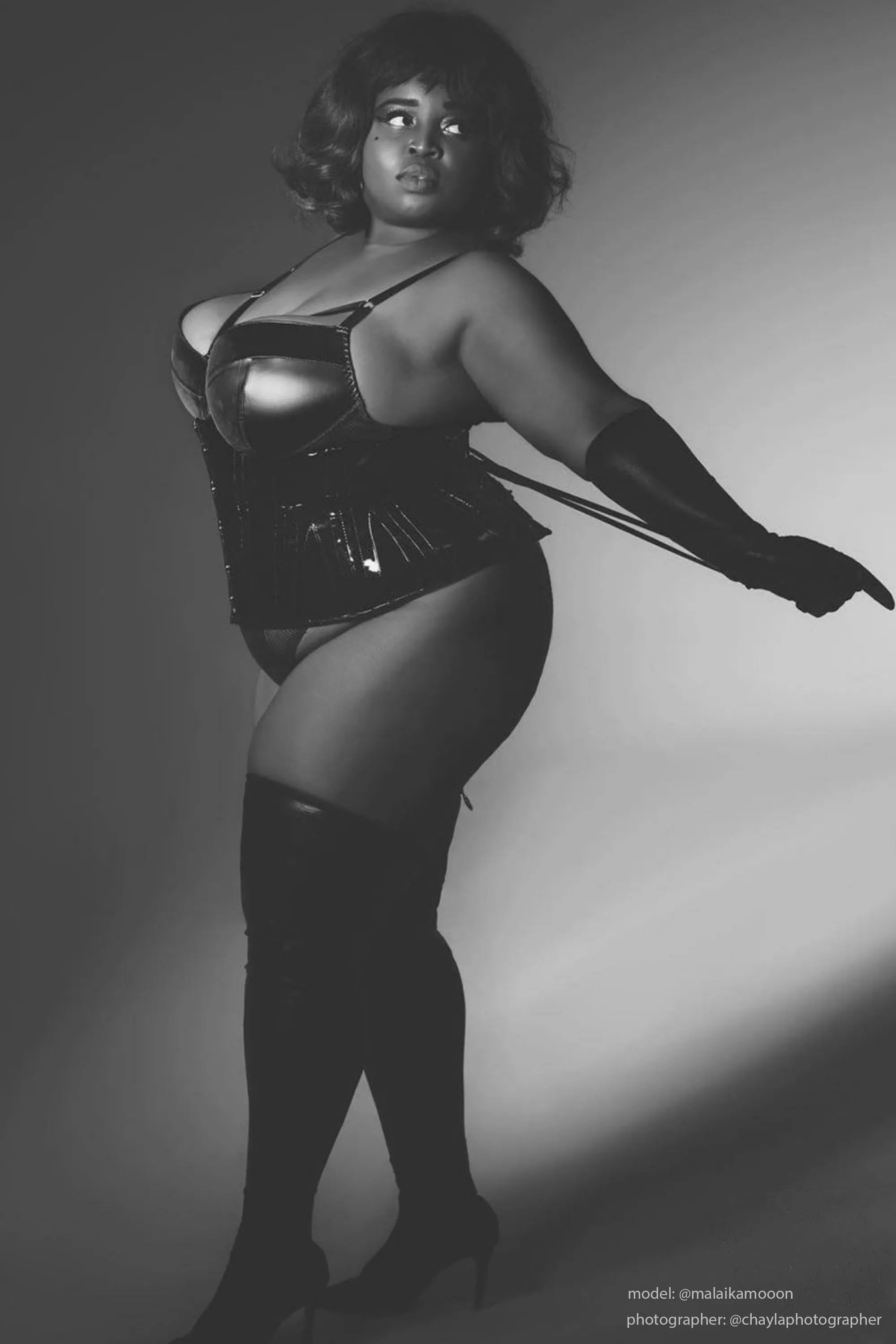 Black PVC Classic Underbust Waist Trainer With Hip Gores sold by Corset Story product image thumbnail 2