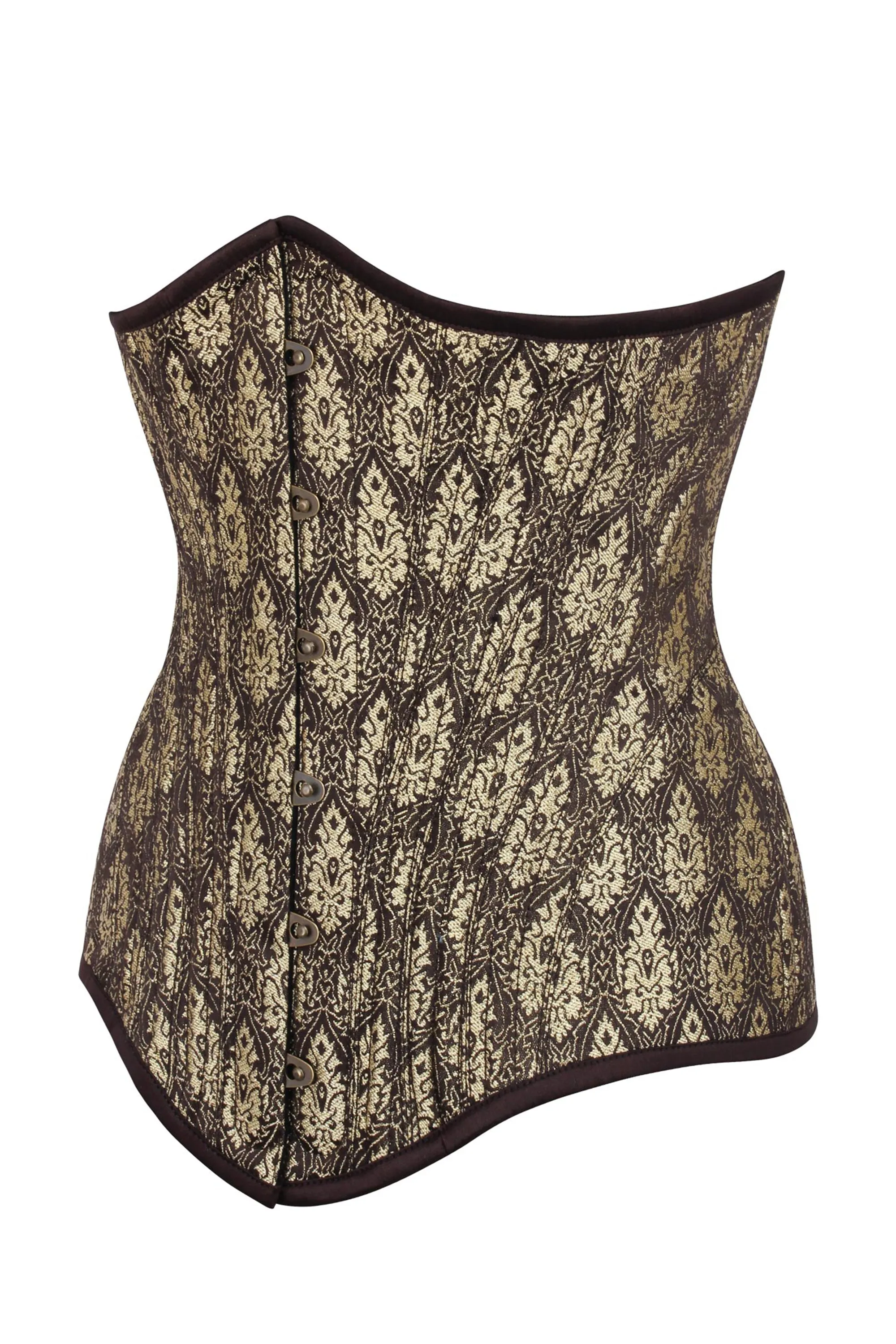Longline Brown and Gold Brocade Underbust Corset sold by Corset Story product image thumbnail 3