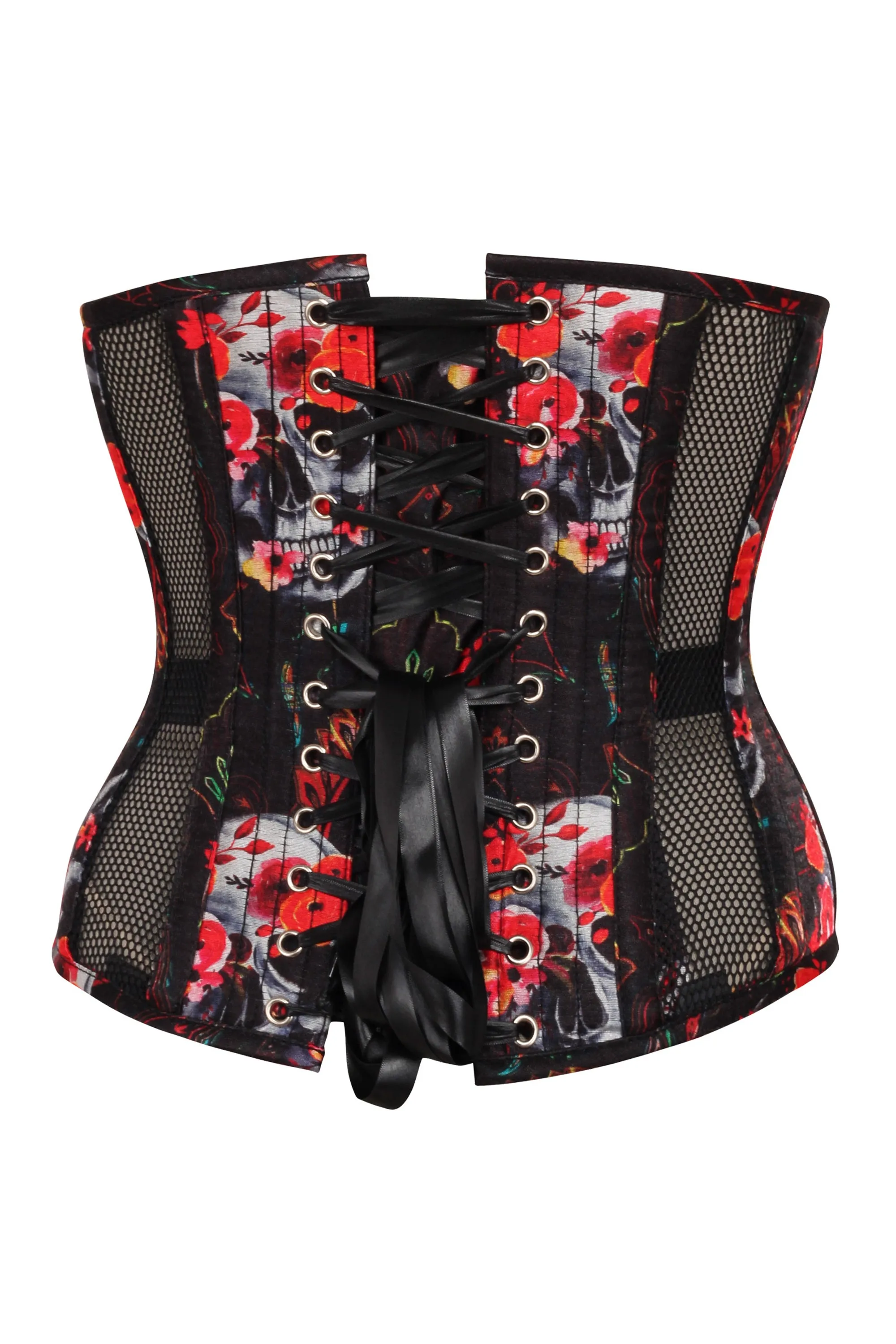 Gothic Mesh Panelled Corset with Skull Print sold by Corset Story product image thumbnail 2