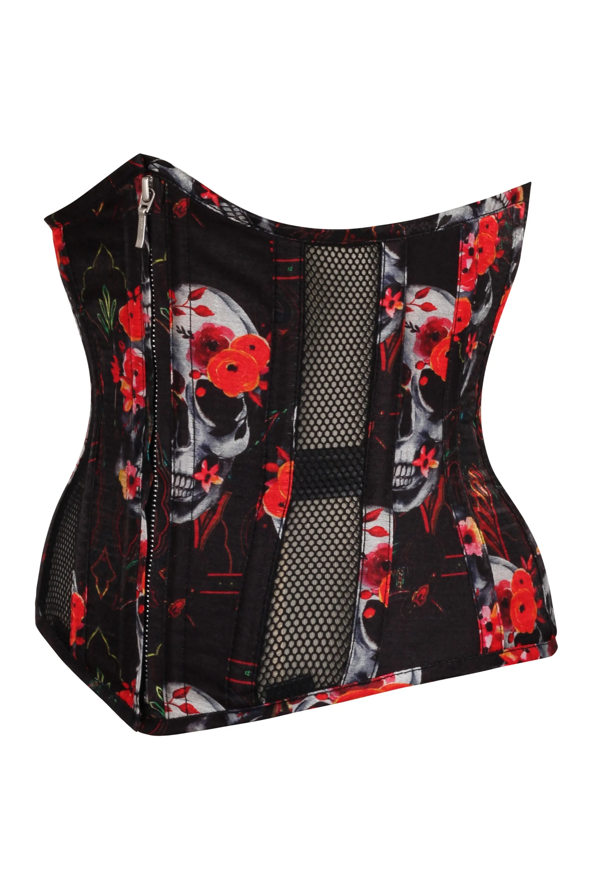 Gothic Mesh Panelled Corset with Skull Print sold by Corset Story product image thumbnail 3