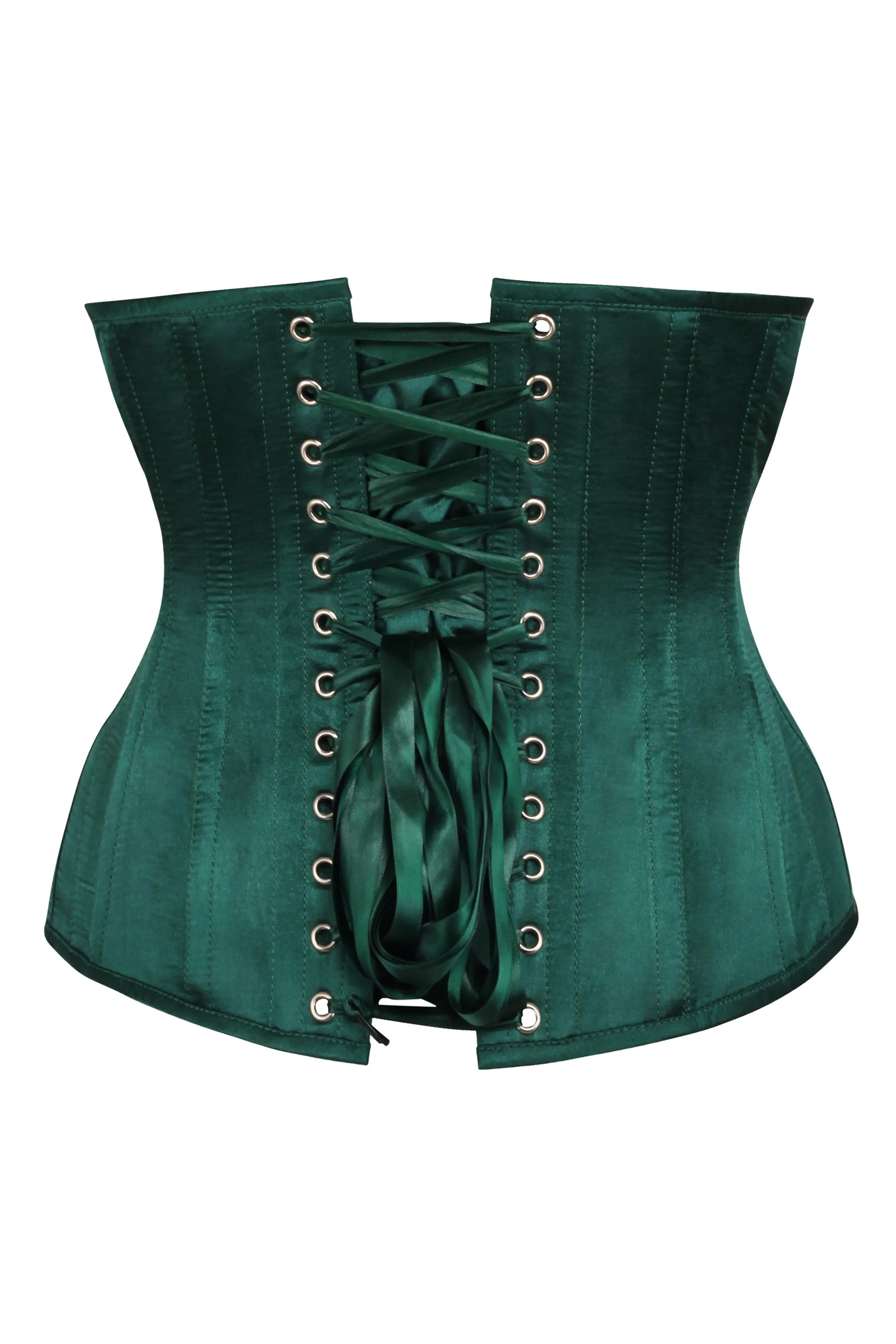 Long Dark Green Underbust Waist Taming Corset sold by Corset Story product image thumbnail 2