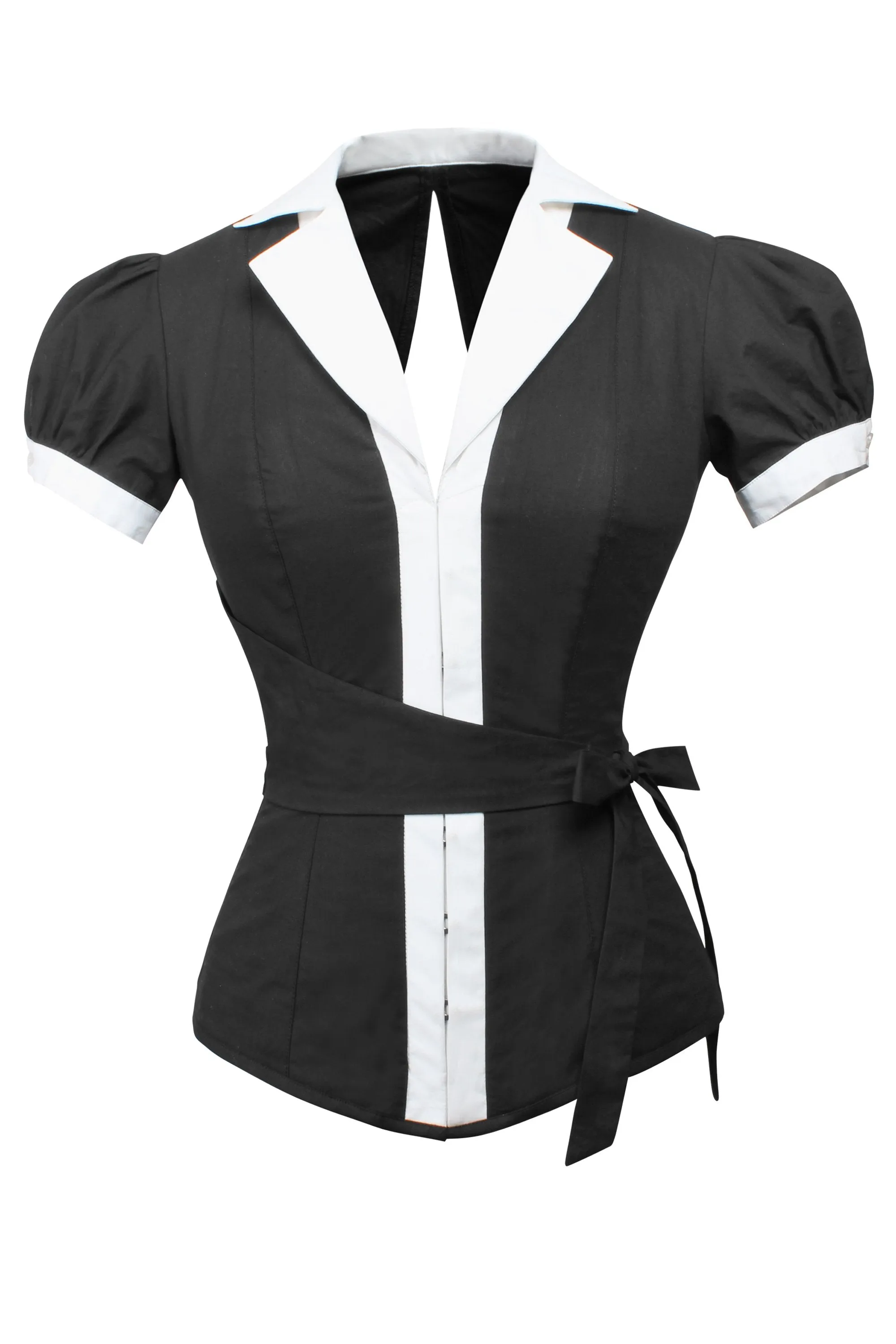 Black and White Monochrome Corset Shirt sold by Corset Story product image thumbnail 3