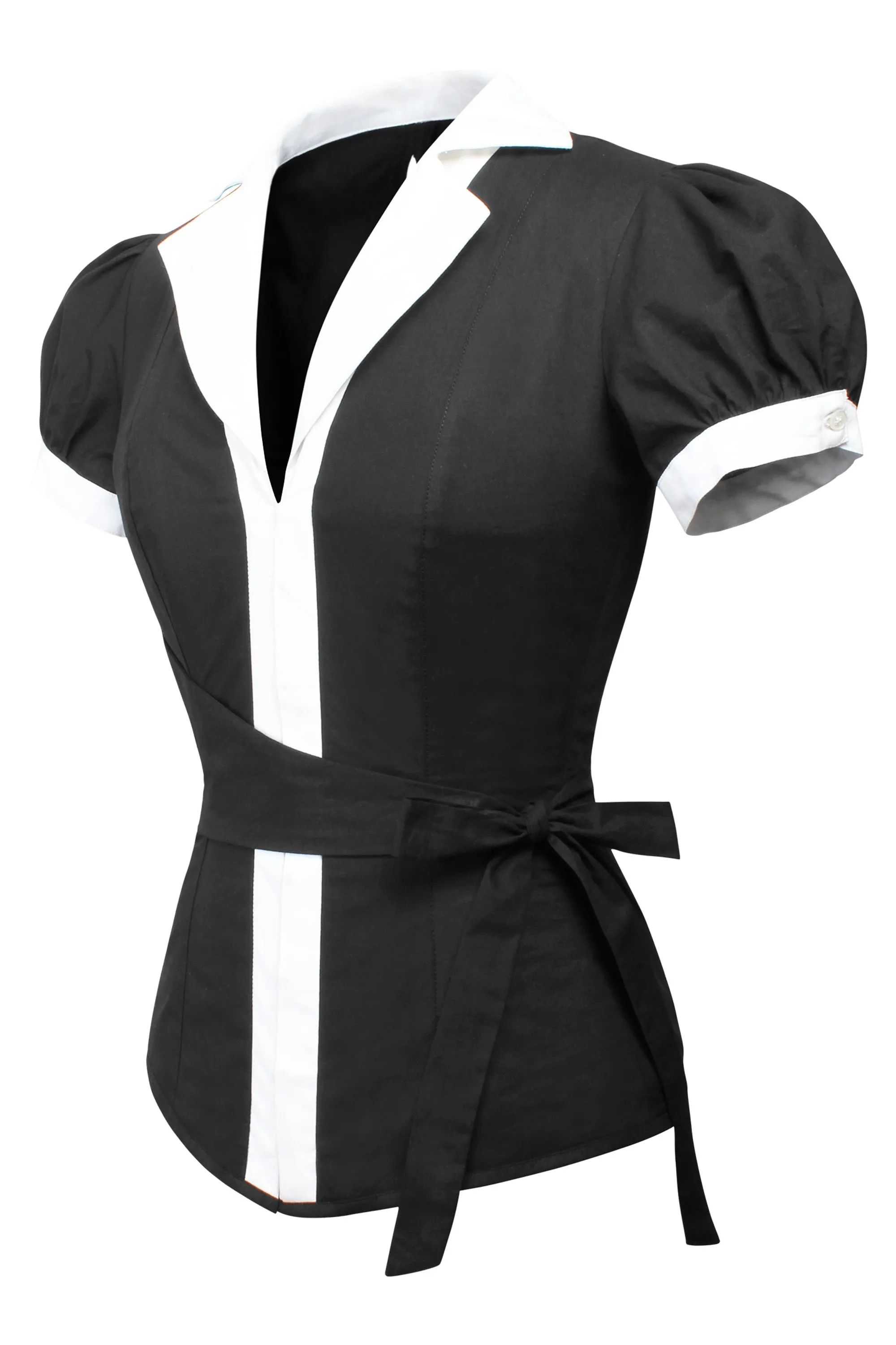 Black and White Monochrome Corset Shirt sold by Corset Story