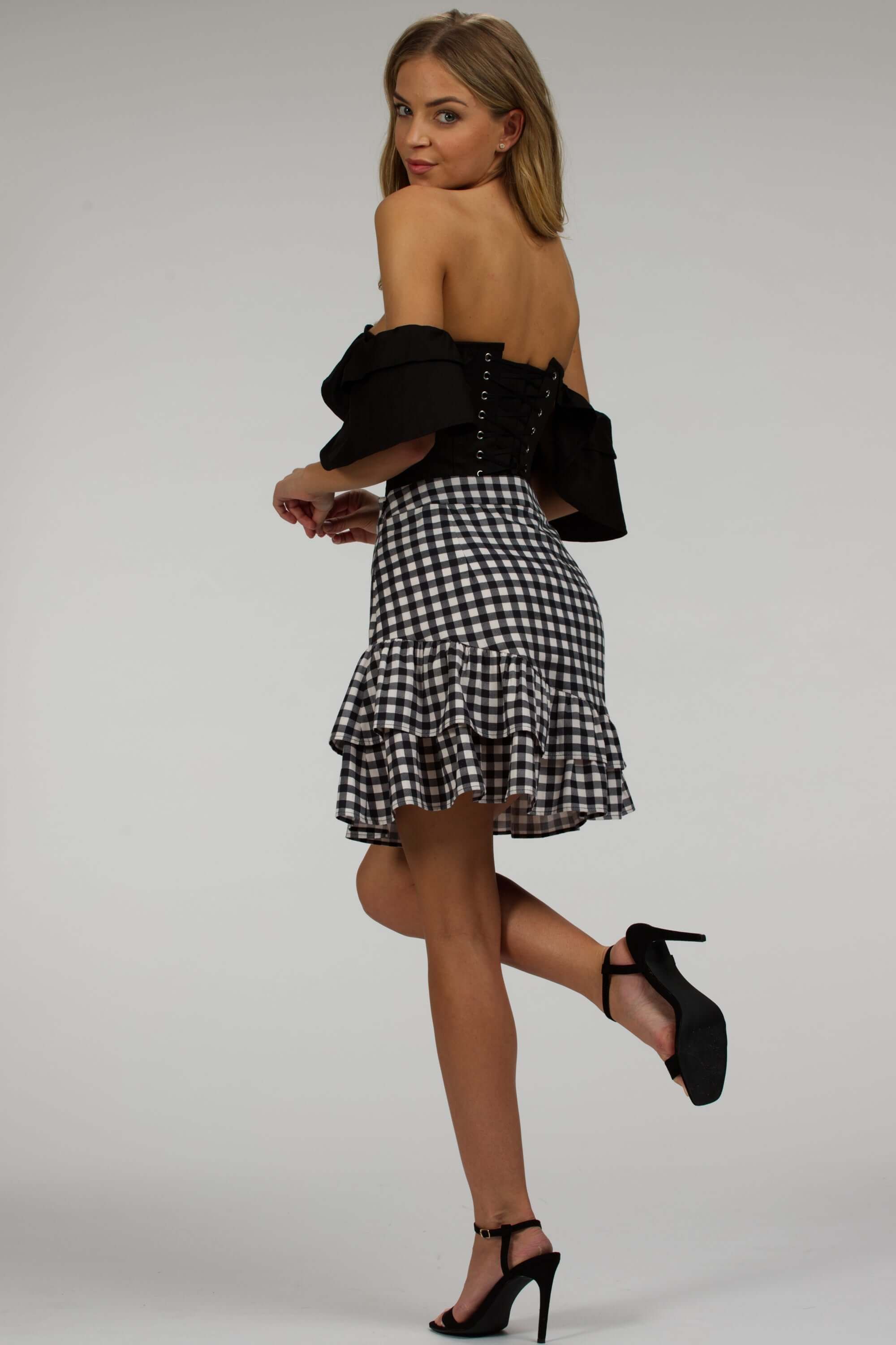 Black Cotton Corset Top with Dramatic sleeve sold by Corset Story product image thumbnail 4