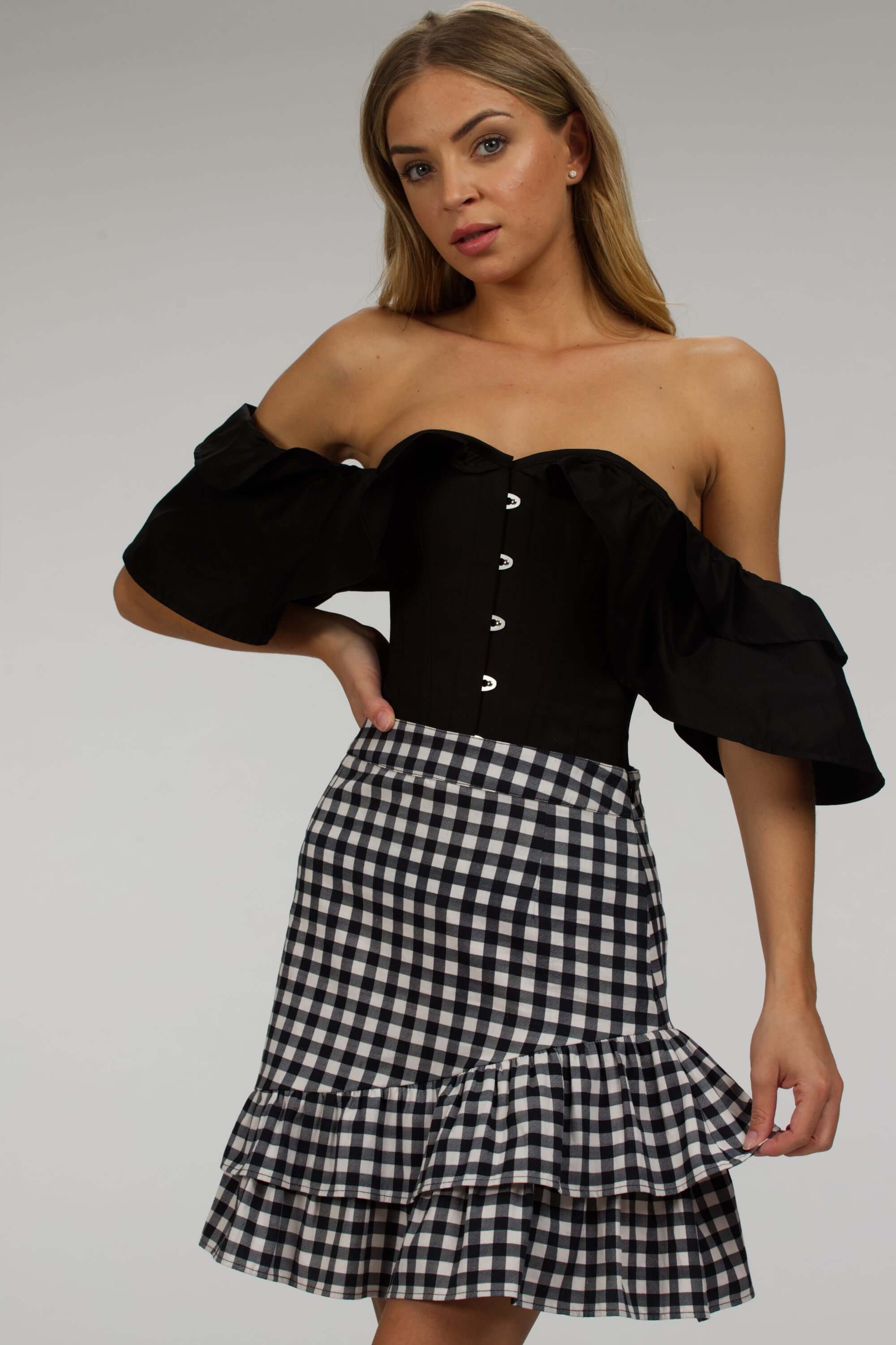 Black Cotton Corset Top with Dramatic sleeve sold by Corset Story product image thumbnail 5