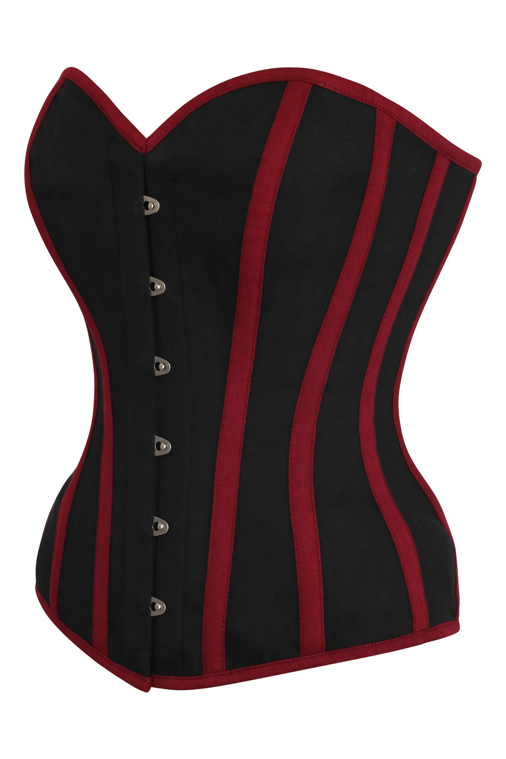 Single Layer Black and Burgundy Overbust Corset sold by Corset Story product image thumbnail 3