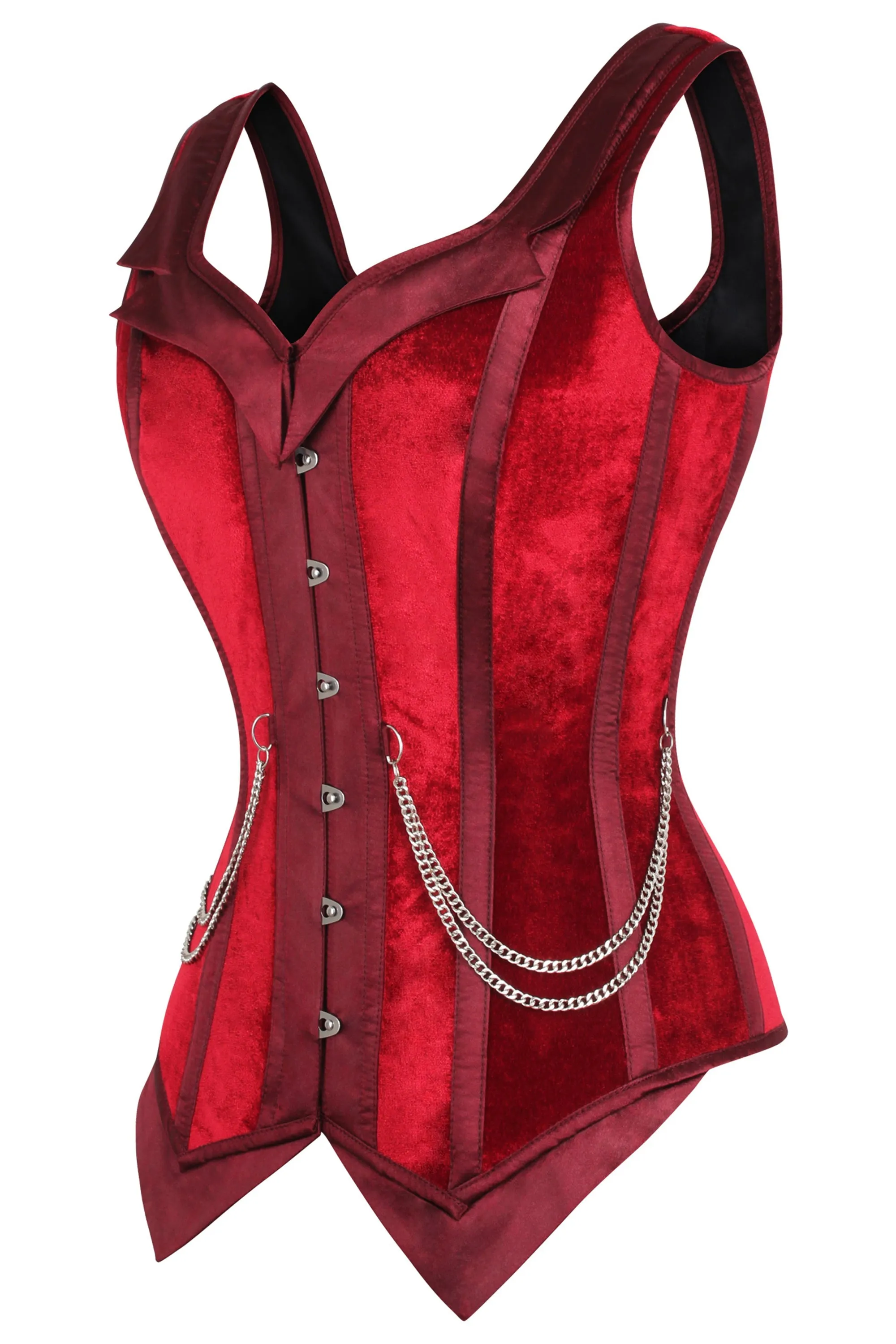 Burgundy Velvet WaistCoat Corset sold by Corset Story product image thumbnail 3