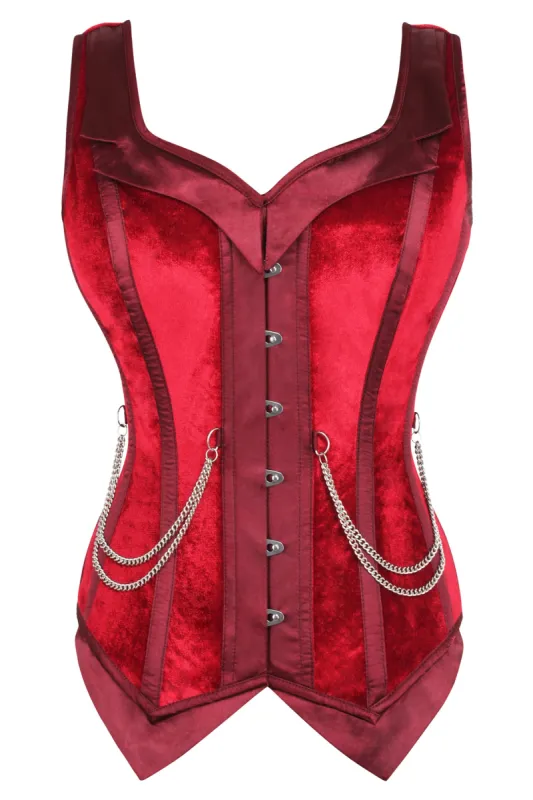 Burgundy Velvet WaistCoat Corset sold by Corset Story