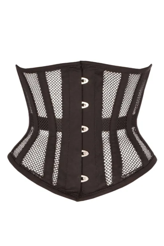 Black Mesh Waspie Underbust sold by Corset Story