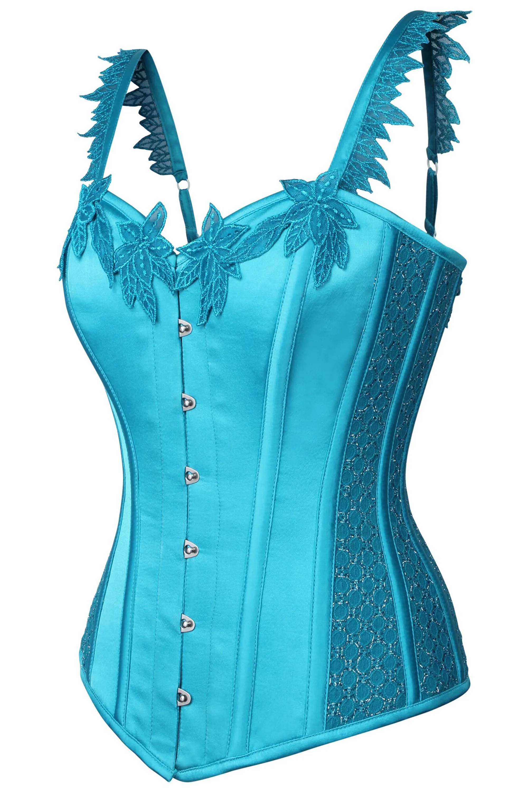 Satin Aqua Blue Corset With Shoulder Straps sold by Corset Story product image thumbnail 3