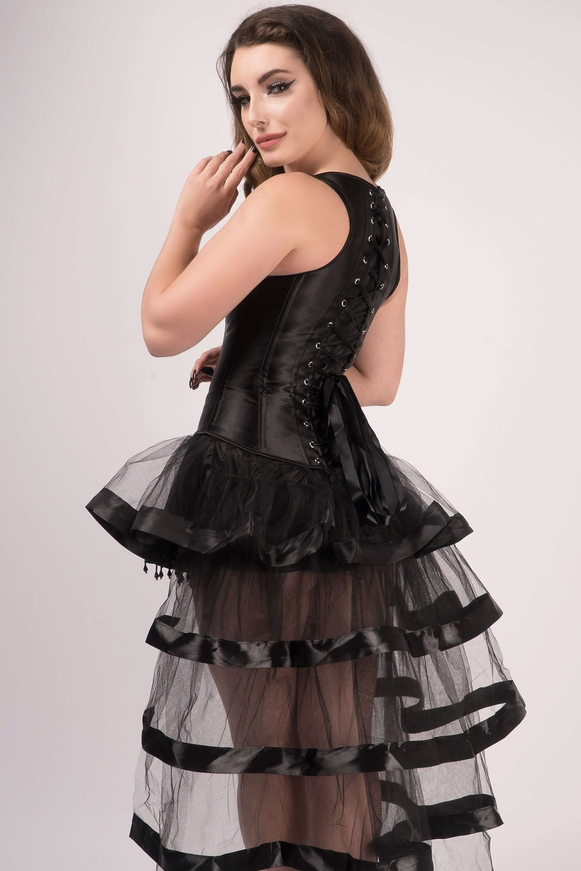 Black High Back Underbust With Straps And Layered Tulle Skirt sold by Corset Story product image thumbnail 4