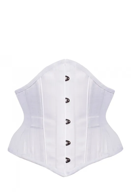 White Satin Waist Training Waspie Underbust sold by Corset Story