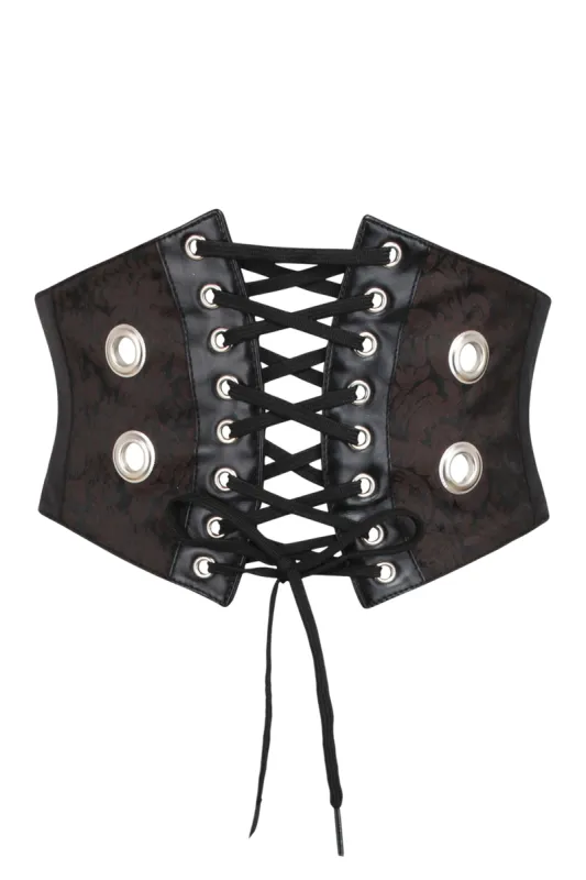 Brown Brocade Steampunk Waspie Inspired Belt made by Corset Story