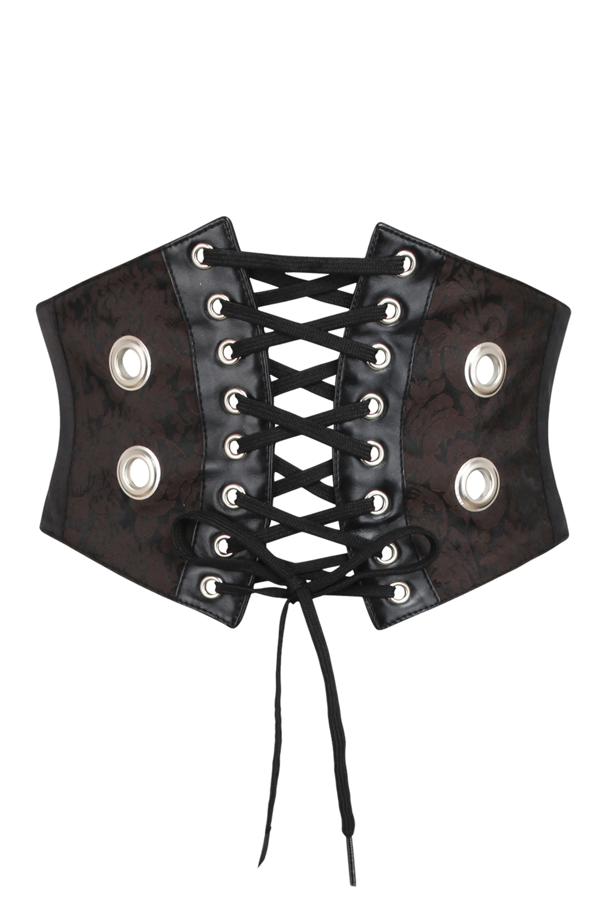 Brown Brocade Steampunk Waspie Inspired Belt sold by Corset Story
