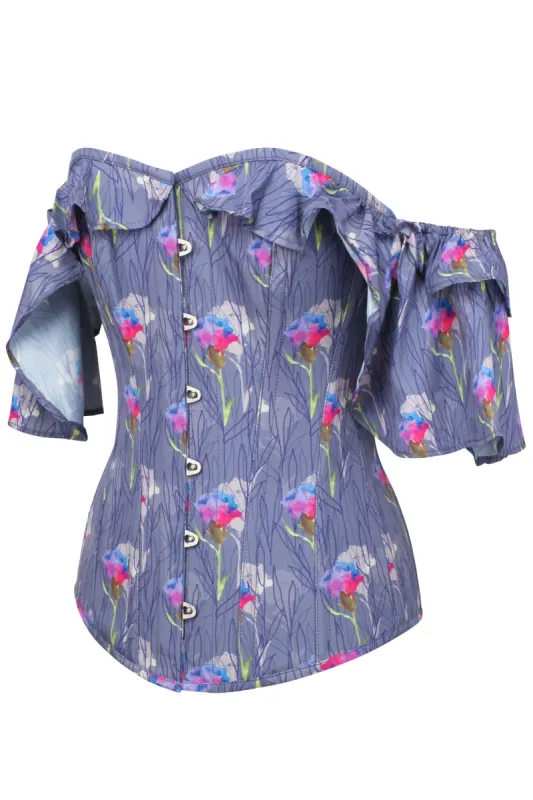 Floating Floral Corset Top With Frilled Sleeve sold by Corset Story