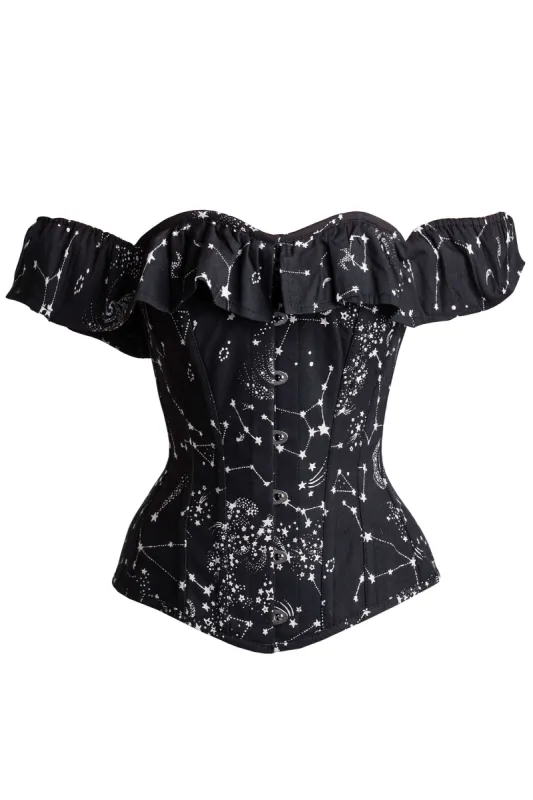 Cotton Astronomy Print Sleeved Corset Top sold by Corset Story