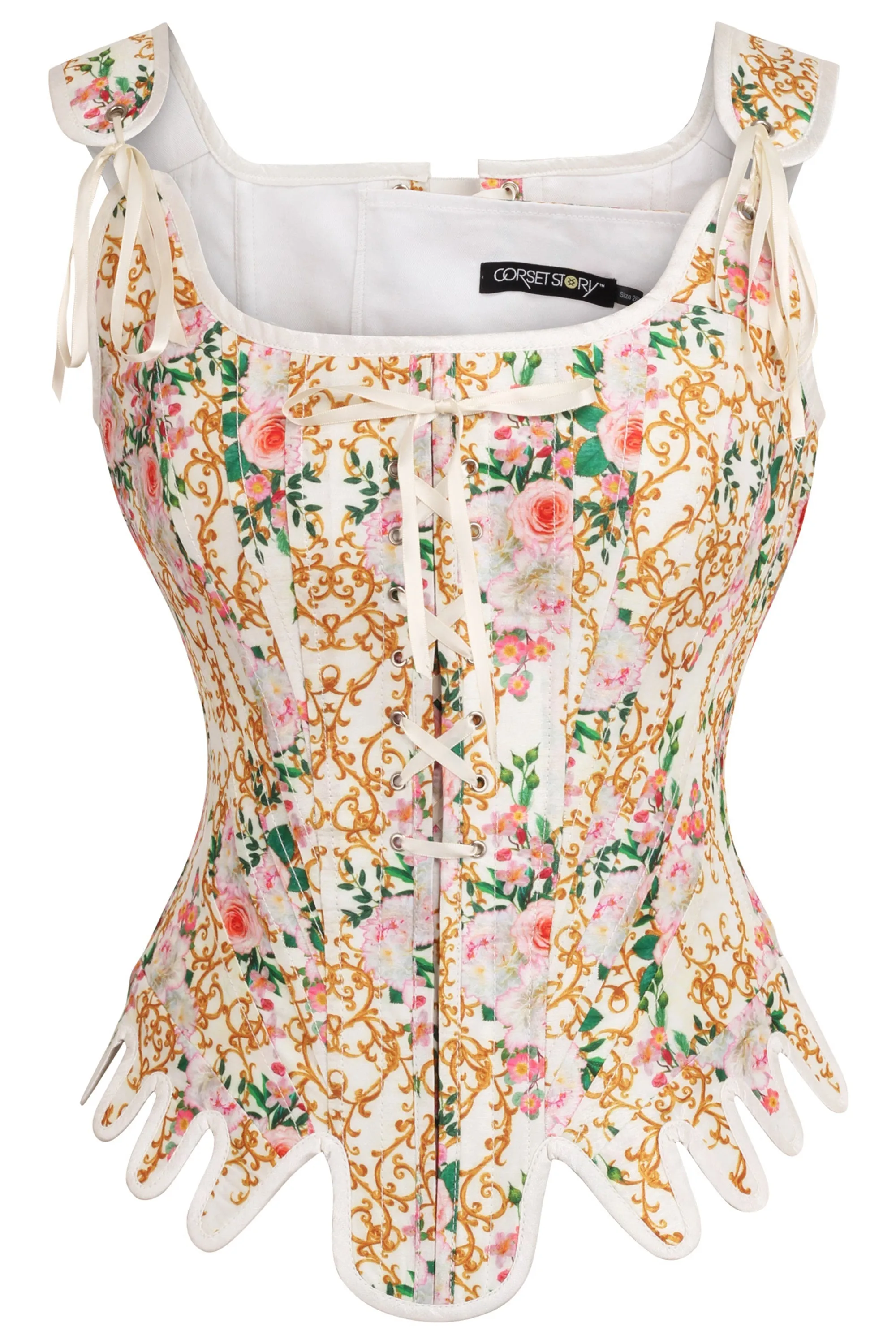 Floral Print Historically Inspired Overbust Corset sold by Corset Story