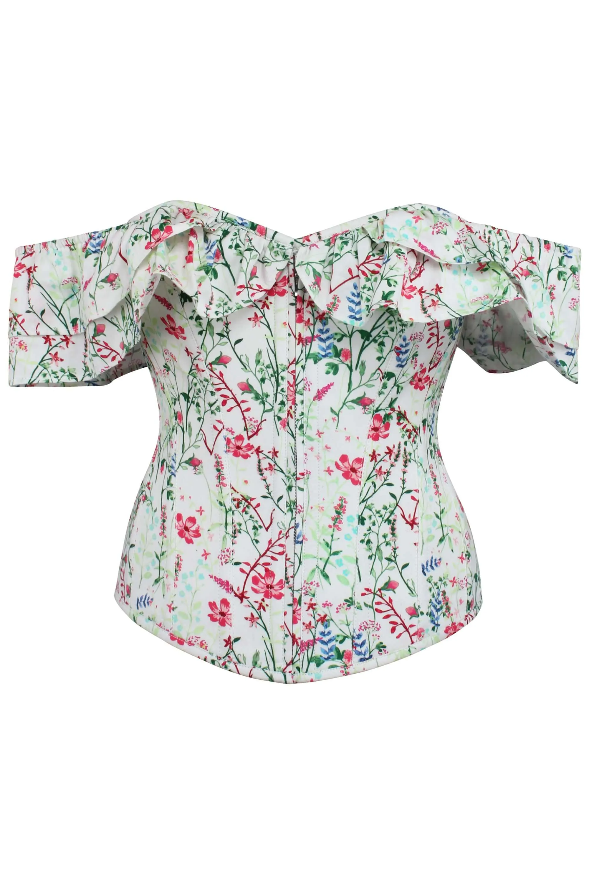 Alyssum Meadow Cotton Corset Top with Double Frill Sleeves sold by Corset Story