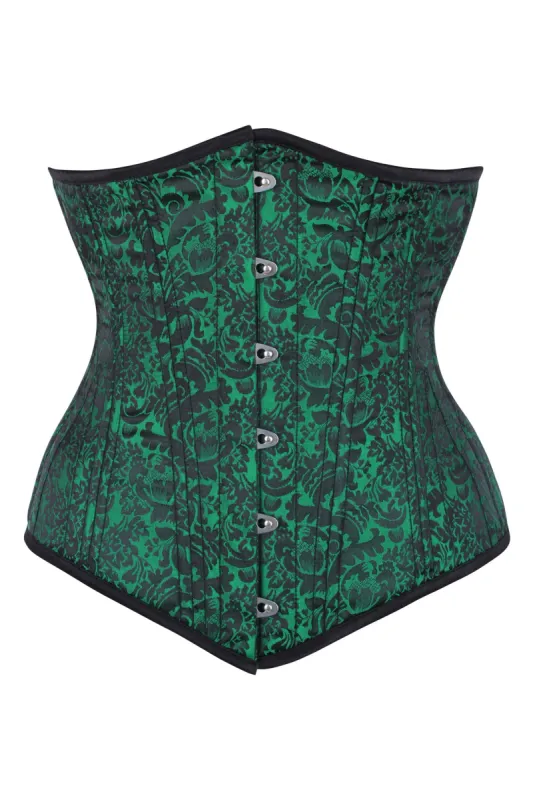 Beautiful Green Waist Training Underbust Corset- Longline sold by Corset Story