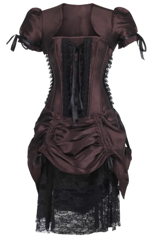 Historically Inspired Brown Corset Dress with Bolero made by Corset Story