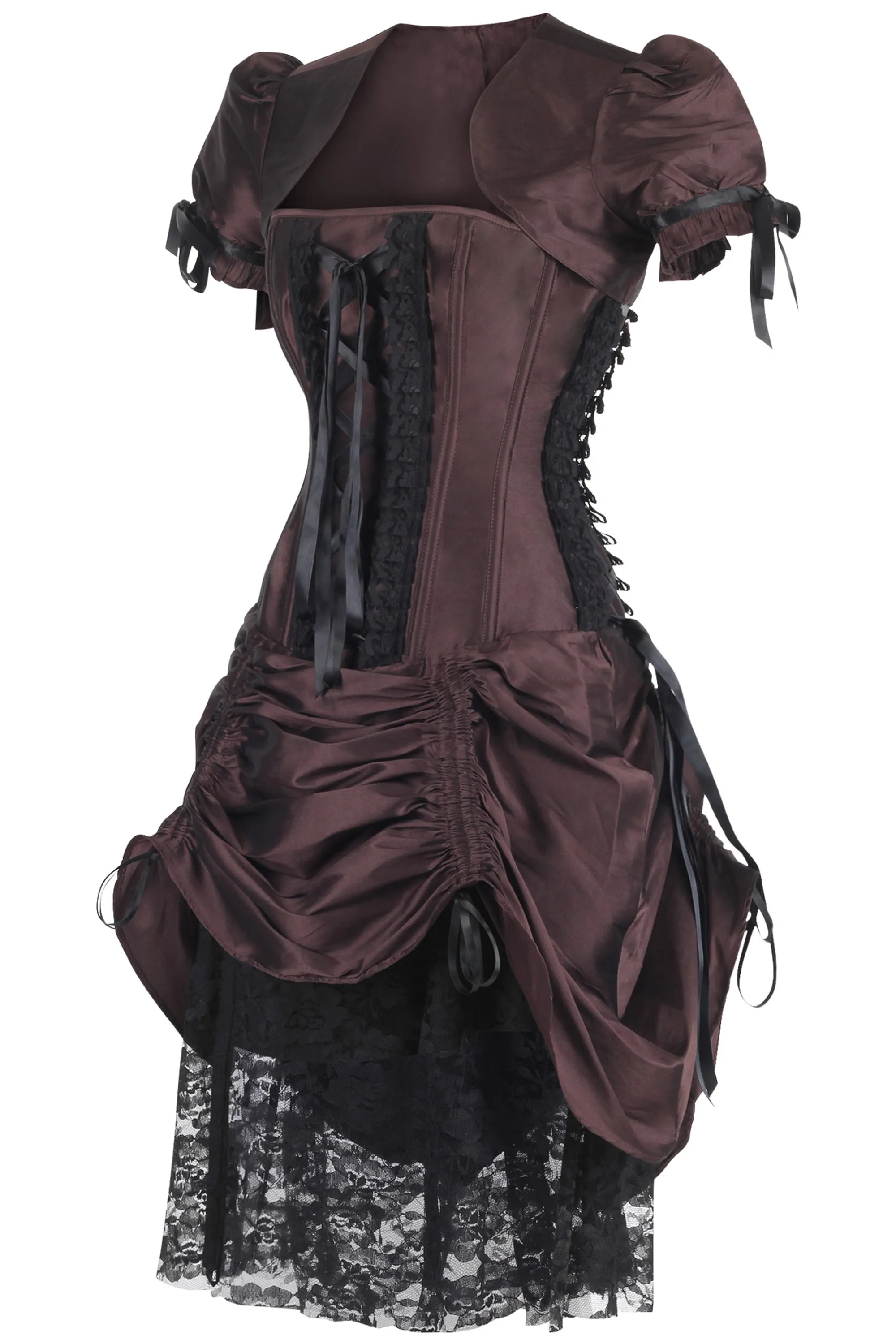 Historically Inspired Brown Corset Dress with Bolero sold by Corset Story product image thumbnail 3