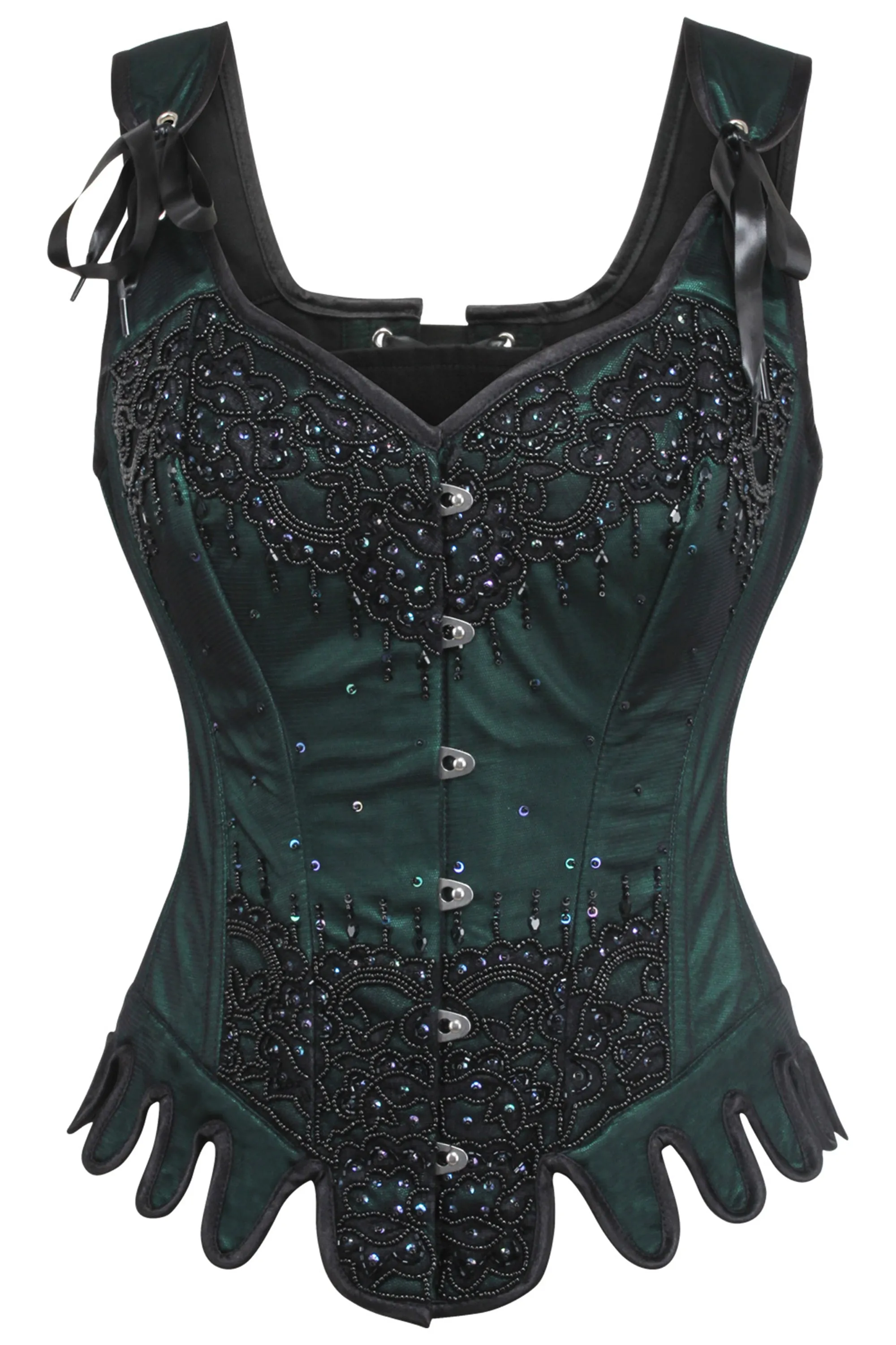 Green Couture Corset with Shoulder Straps sold by Corset Story