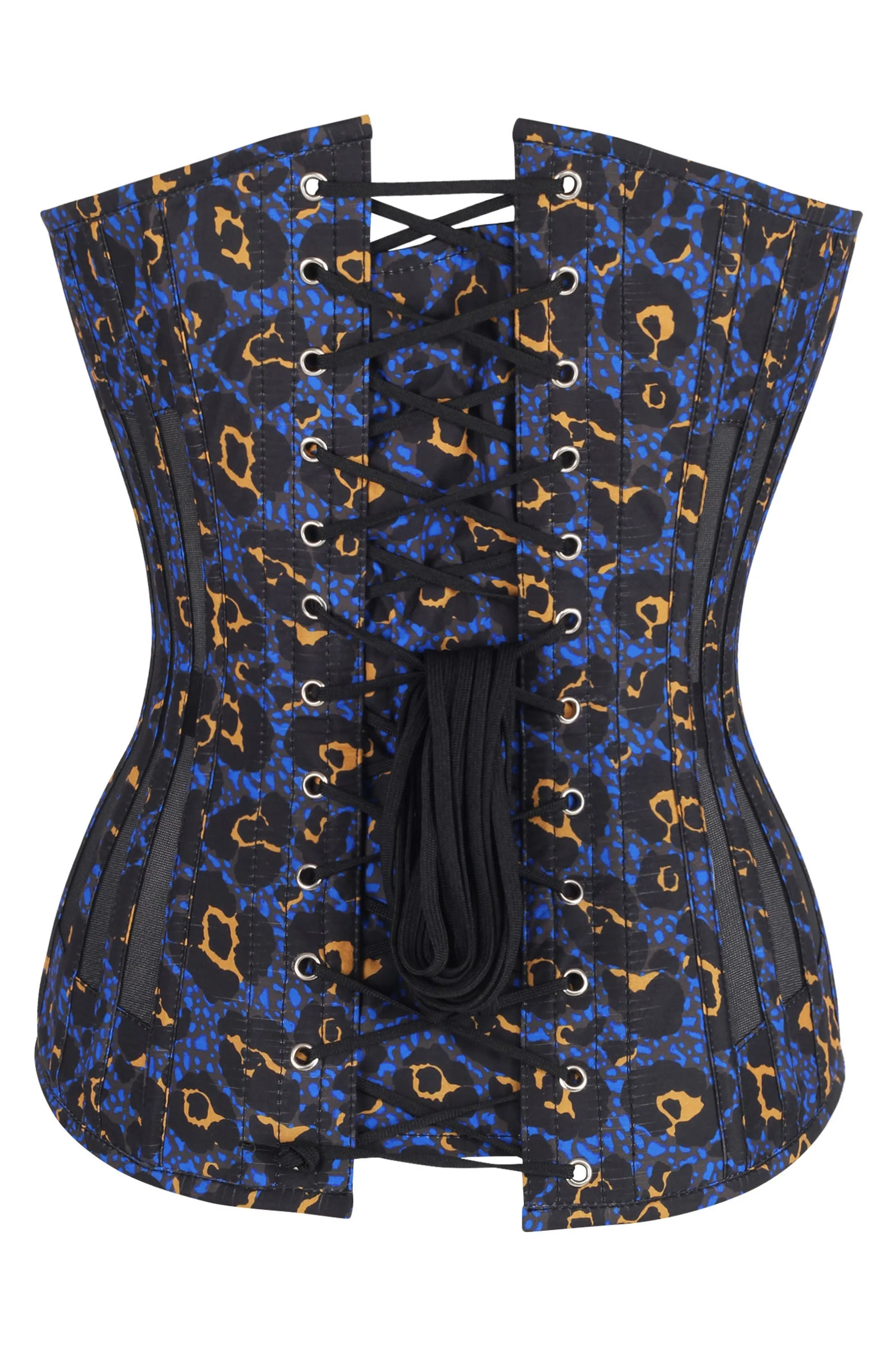 Purple Leopard Print Overbust Corset with Plunge Neckline and Side Mesh Panels sold by Corset Story product image thumbnail 2