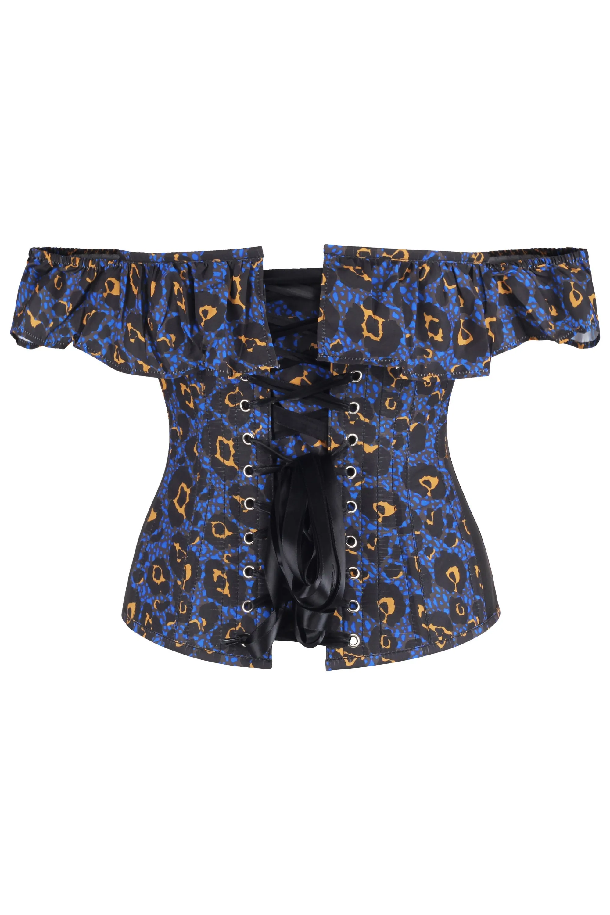 Purple Leopard Print Cotton Overbust With Mesh Panels And Sleeves sold by Corset Story product image thumbnail 2