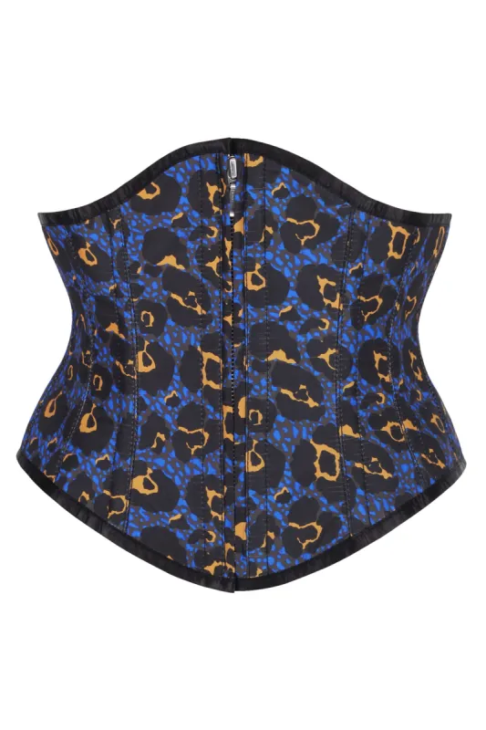 Front Zip Purple Leopard Print Waspie Corset sold by Corset Story