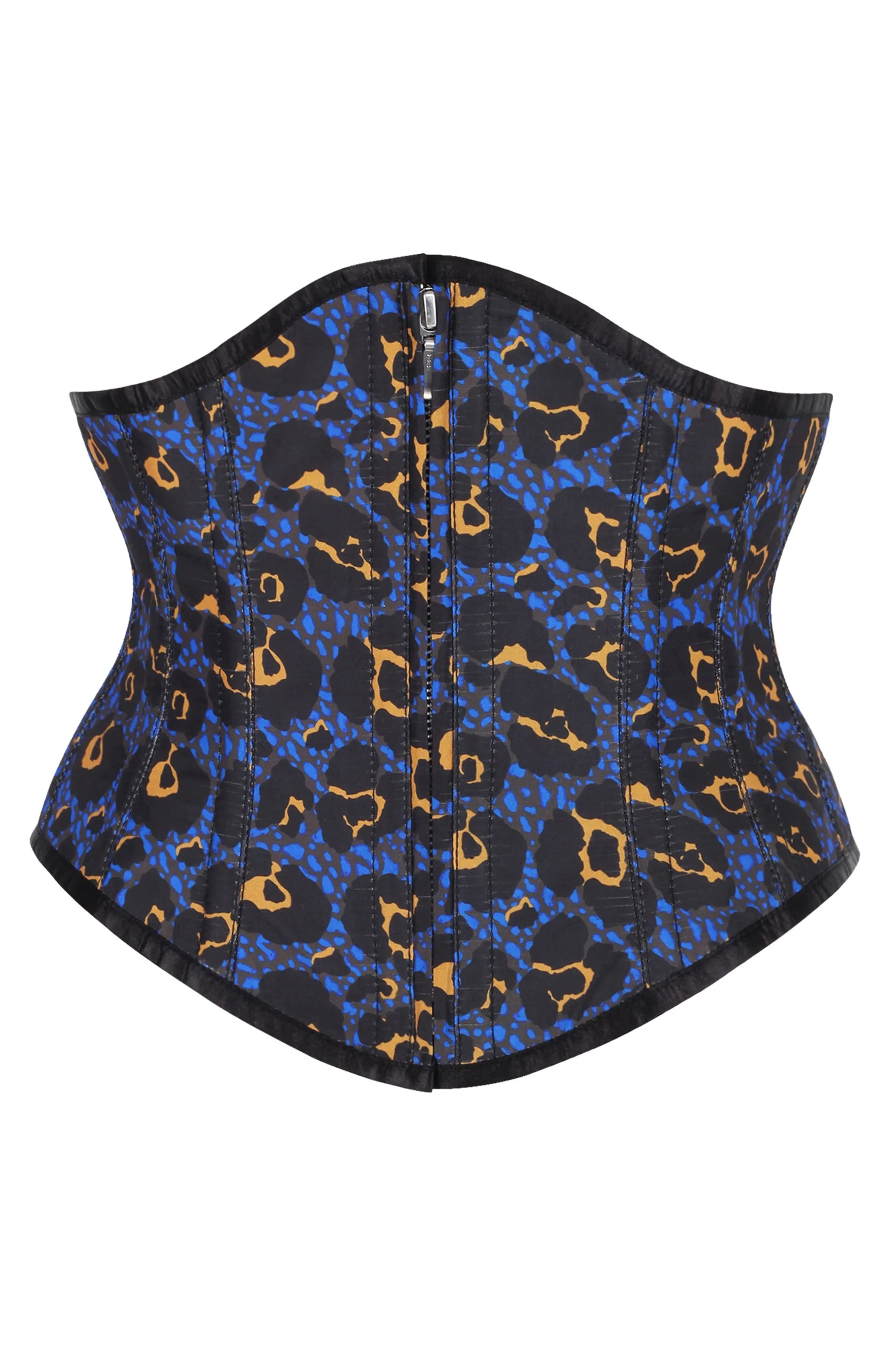 Front Zip Purple Leopard Print Waspie Corset sold by Corset Story