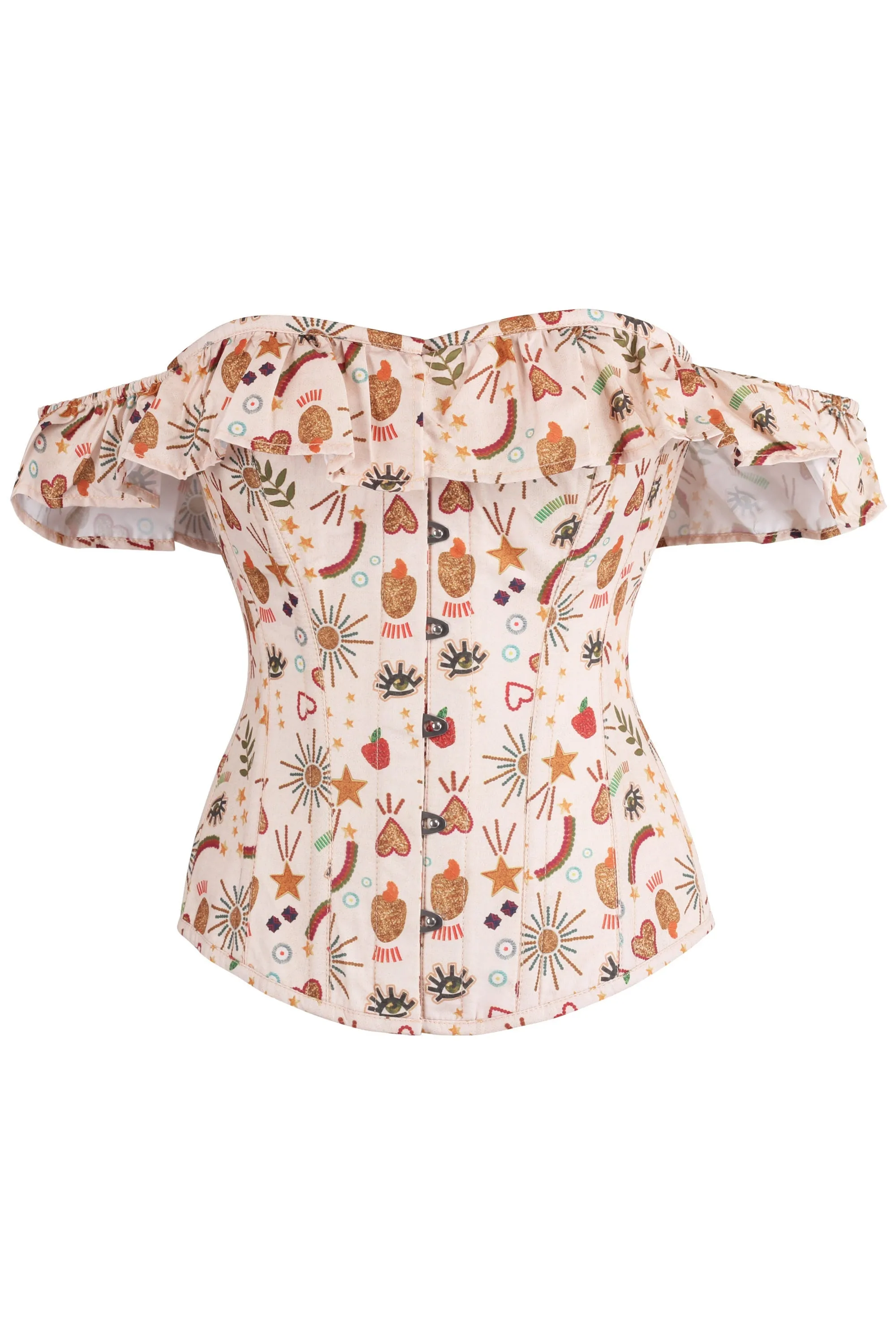 Cotton Print Sleeved Corset Top sold by Corset Story