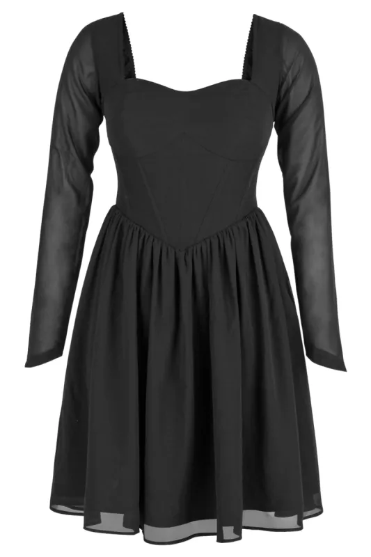 Black Corset Dress with Long Sleeves sold by Corset Story
