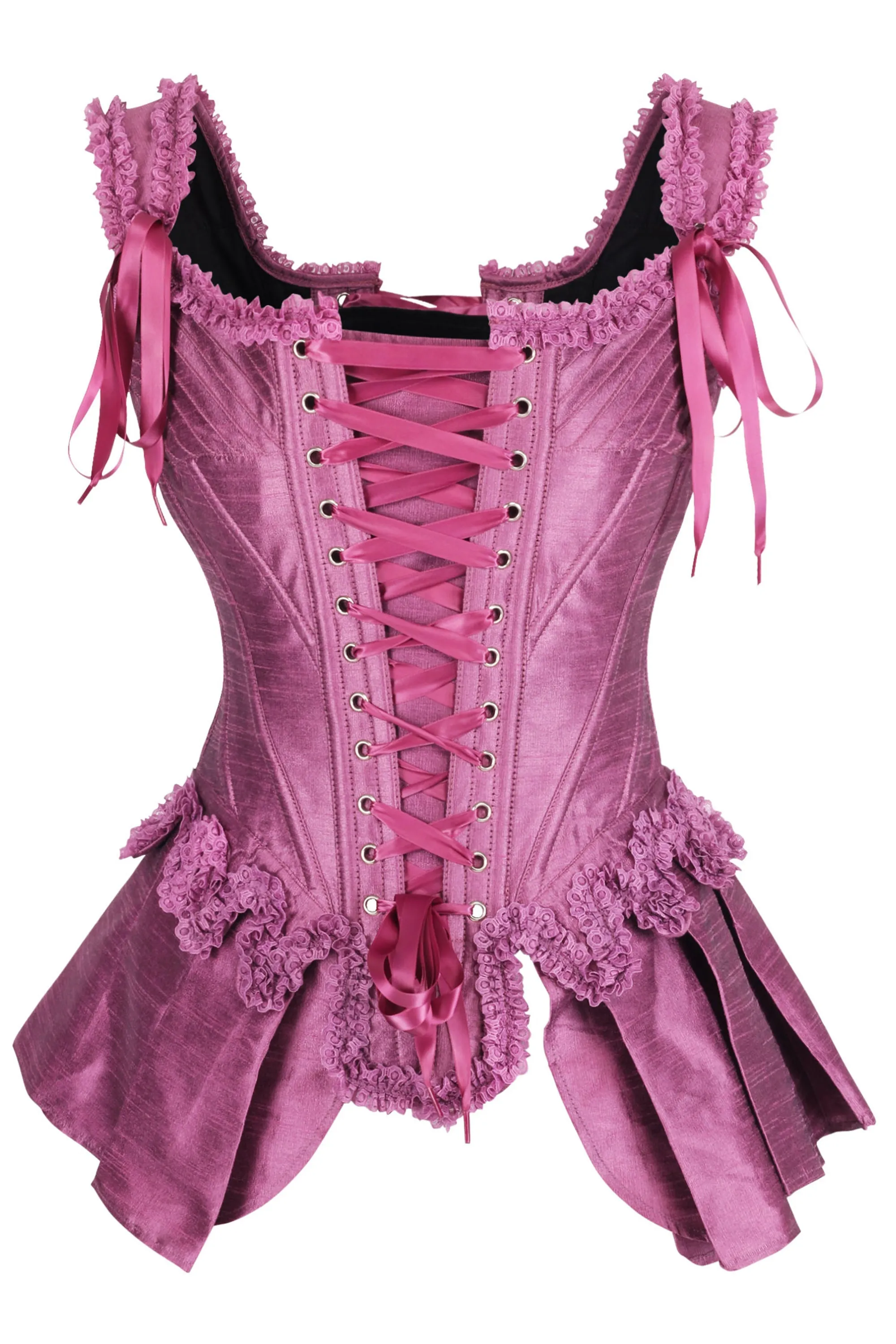 Pink Historically Inspired Corset Overbust with Bustle sold by Corset Story
