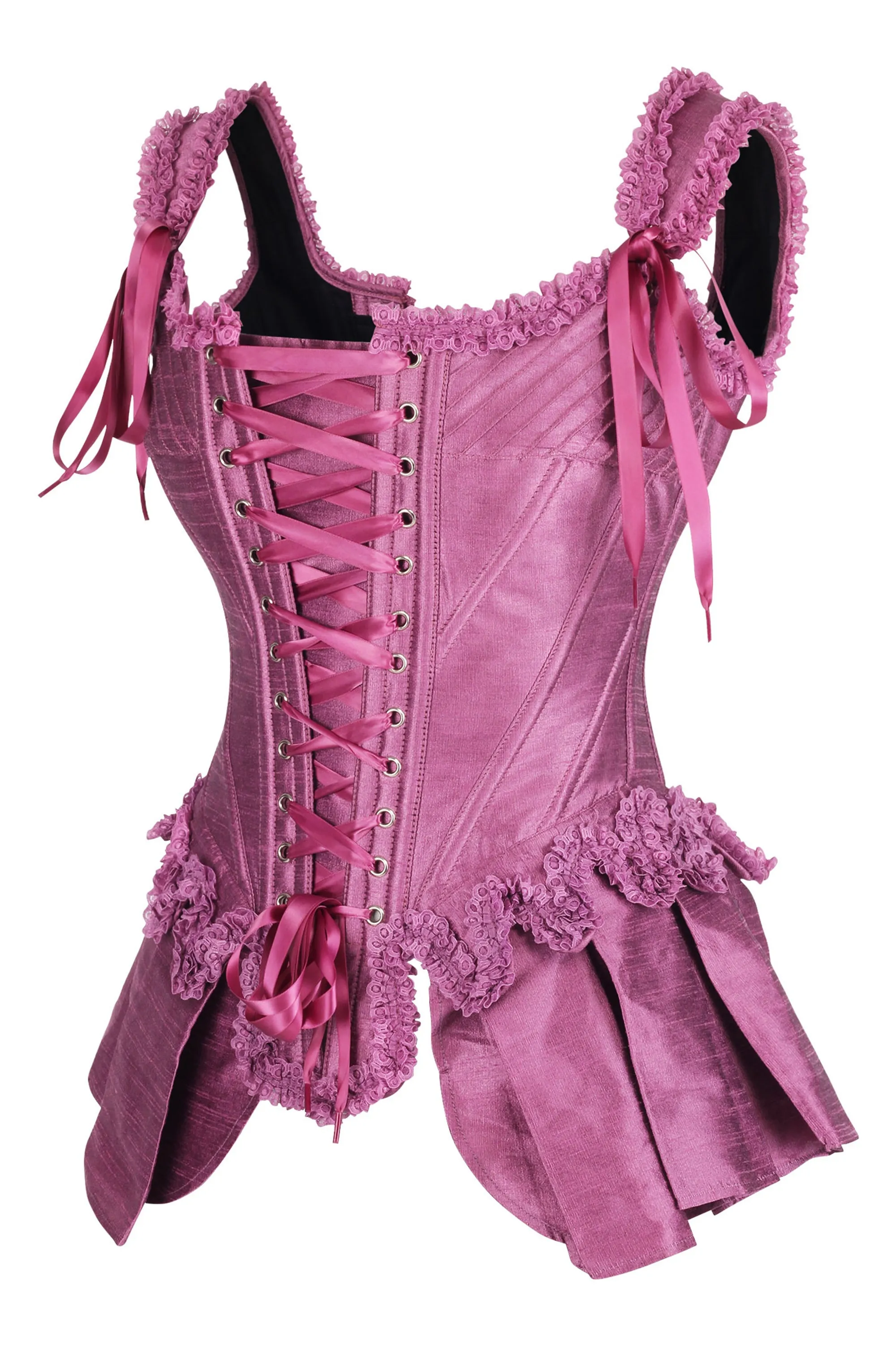 Pink Historically Inspired Corset Overbust with Bustle sold by Corset Story product image thumbnail 3