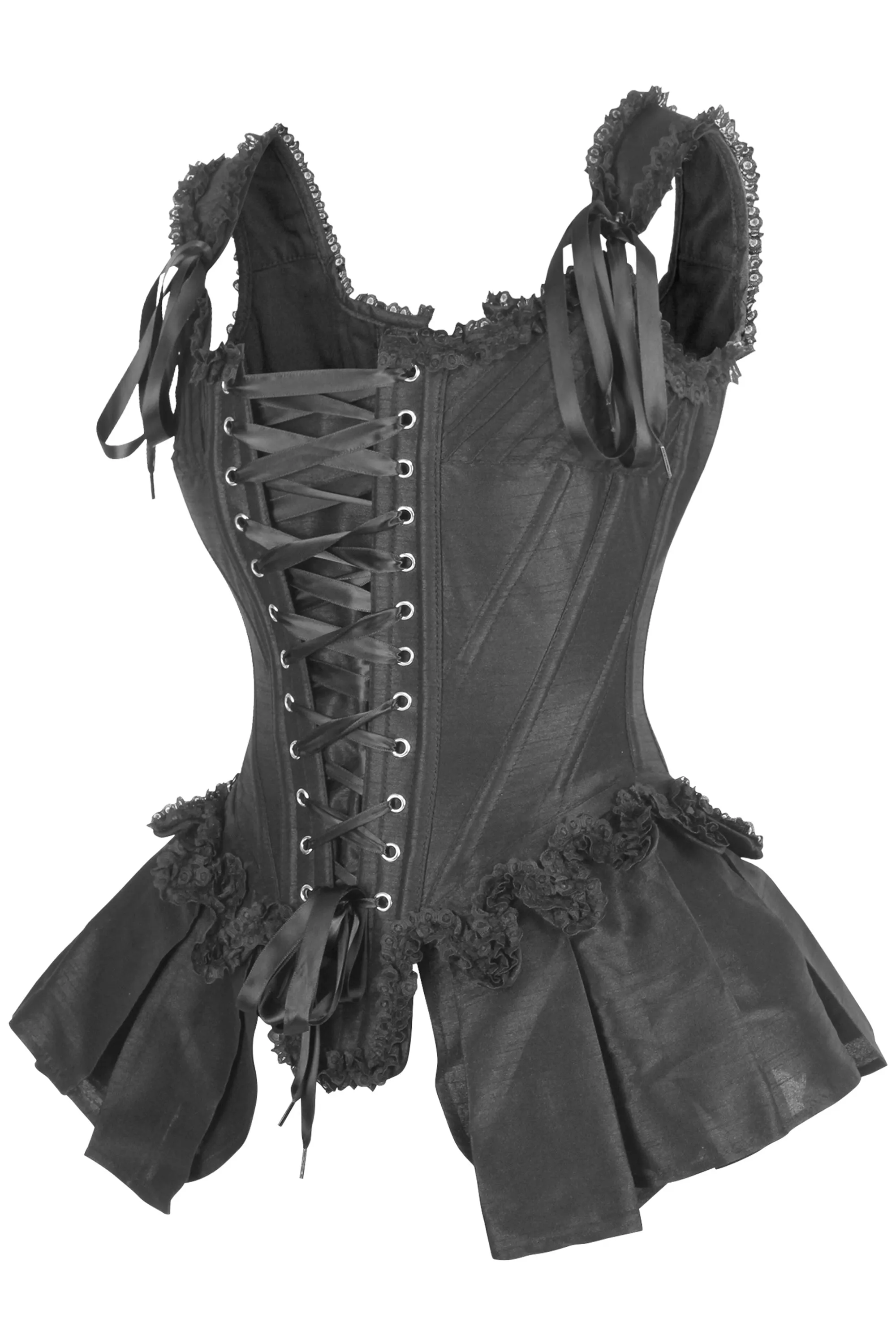 Black Historically Inspired Corset Overbust with Bustle sold by Corset Story product image thumbnail 3