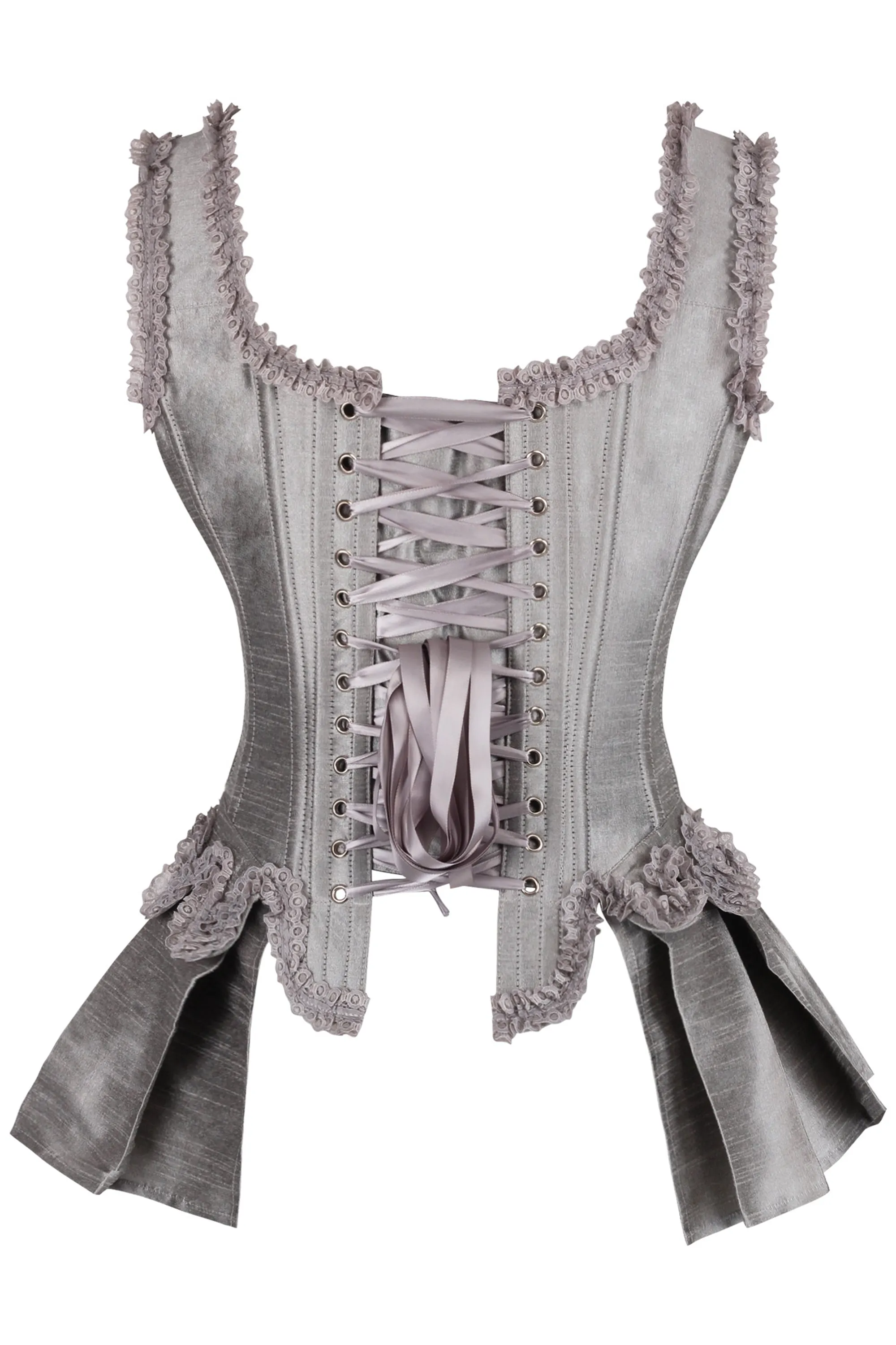Silver Historically Inspired Corset Overbust with Bustle sold by Corset Story product image thumbnail 2