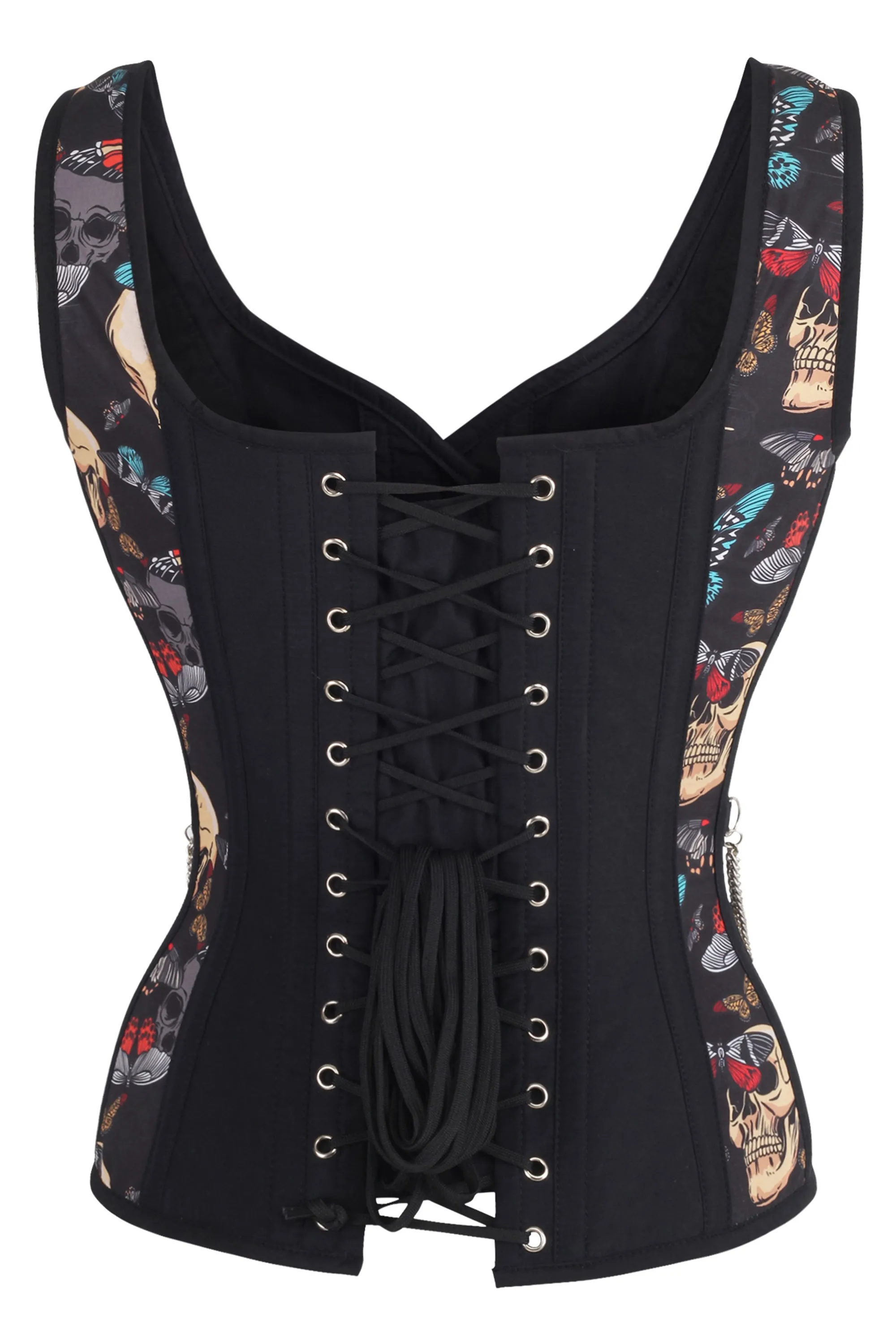 Buttefly and Skull Print Waistcoat Corset sold by Corset Story product image thumbnail 2