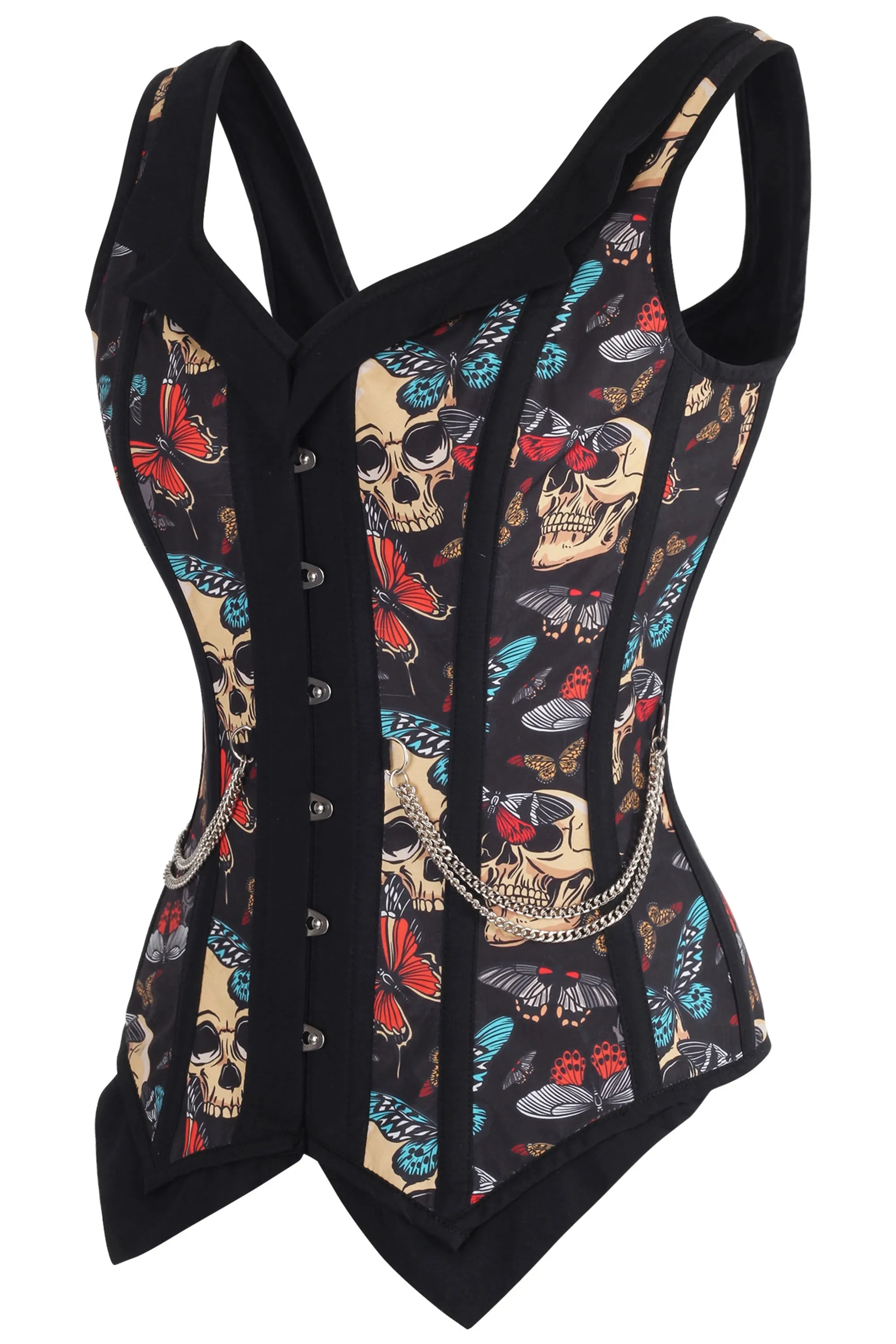 Buttefly and Skull Print Waistcoat Corset sold by Corset Story product image thumbnail 3