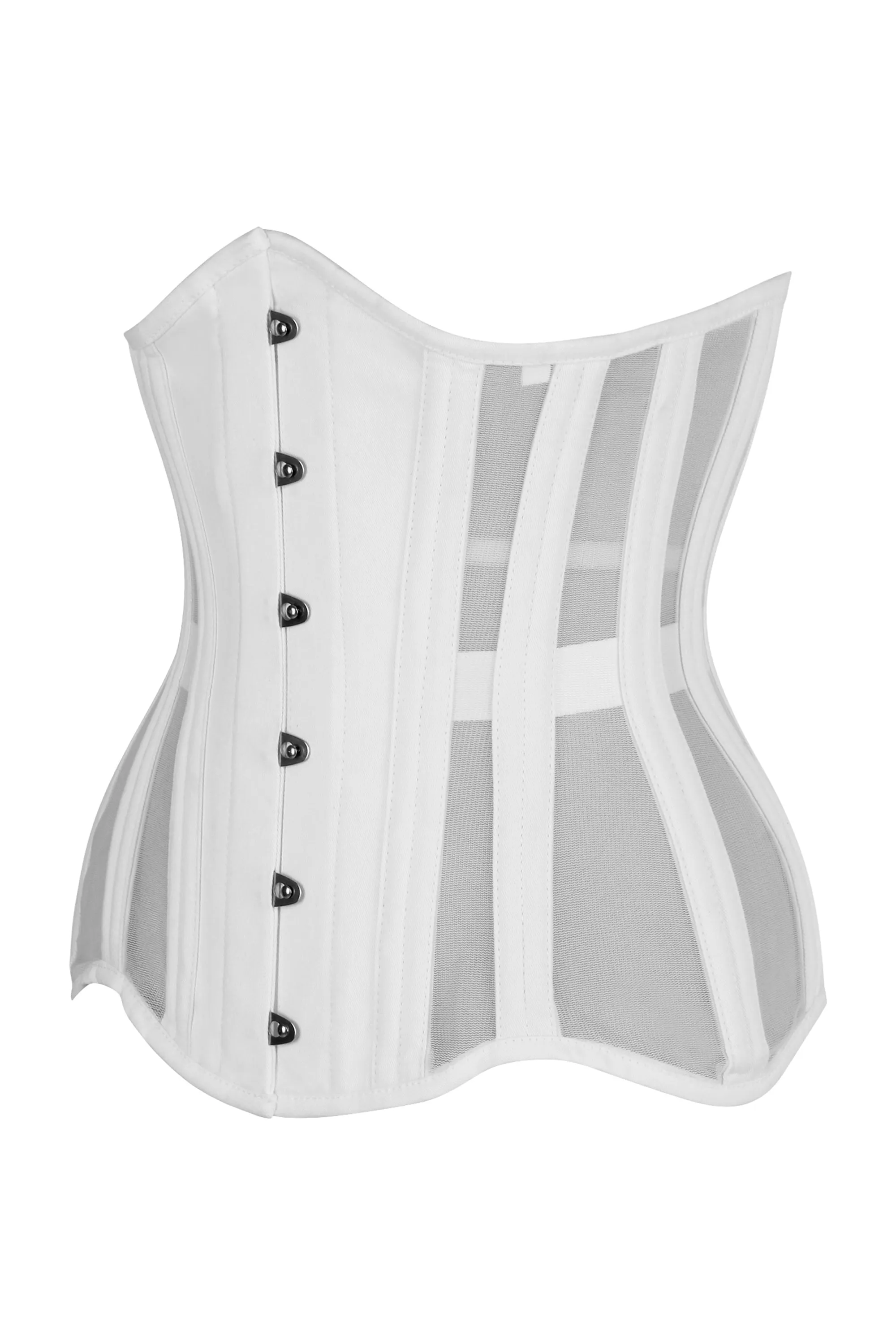 Longline Cotton and Mesh Underbust Corset in White sold by Corset Story product image thumbnail 3