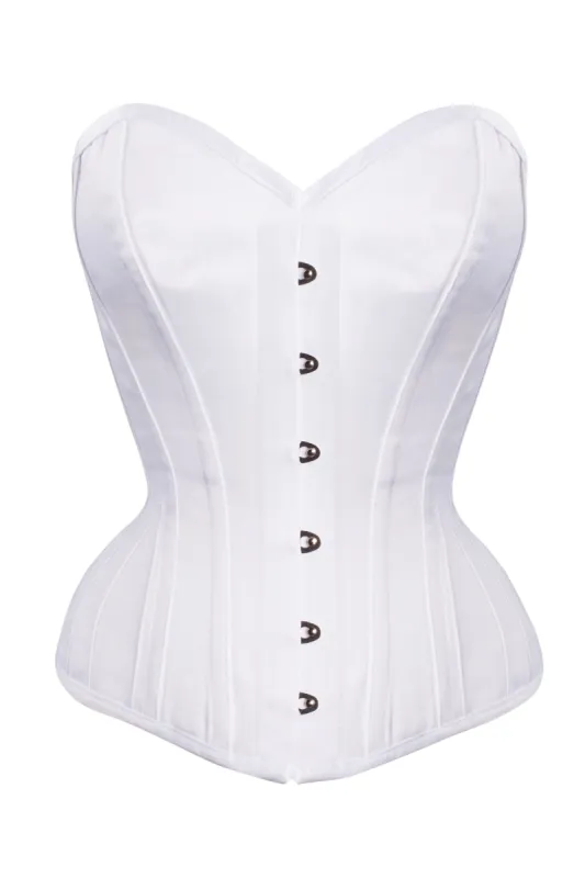 Waist Taming Classic White Overbust Corset With Hip Gores sold by Corset Story