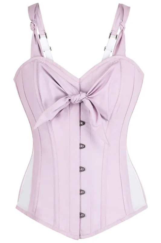 Vintage Styled Overbust Corset in Dawn Pink sold by Corset Story