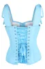 Vintage Inspired Overbust Corset With Shoulder Straps in Open Air Blue sold by Corset Story