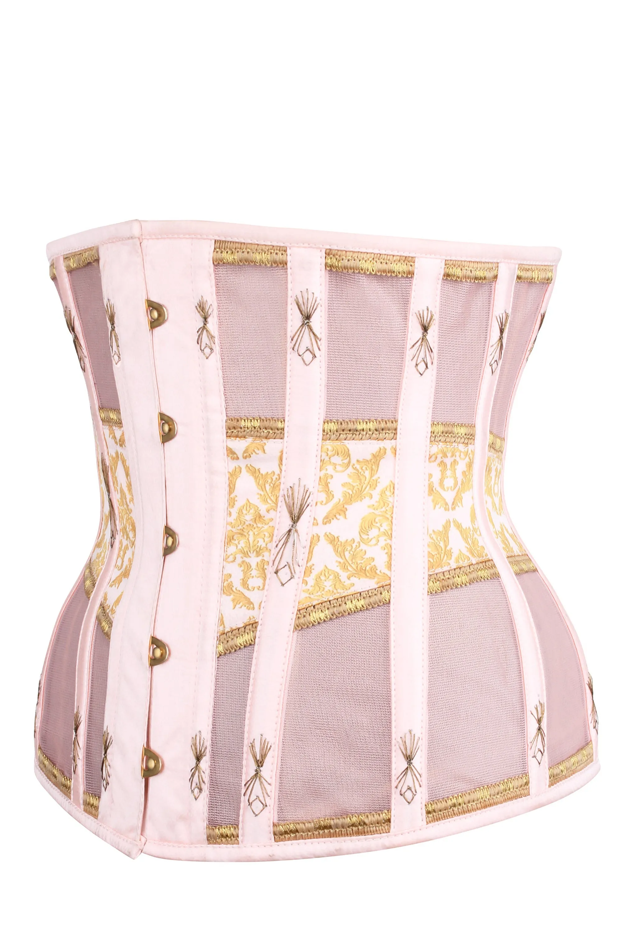 Historically Inspired Peach and Gold Underbust Corset sold by Corset Story product image thumbnail 4