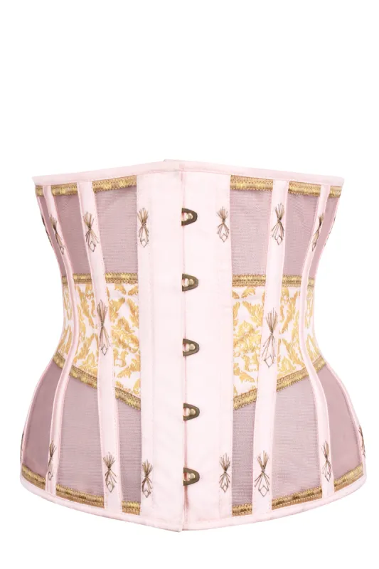 Historically Inspired Peach and Gold Underbust Corset sold by Corset Story