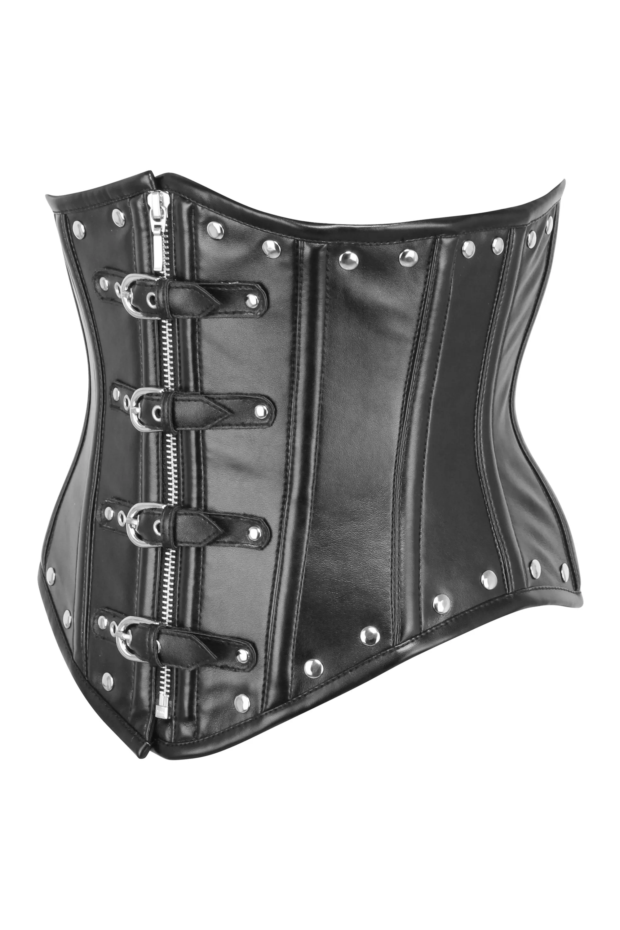 Black PVC Fetish Underbust with Zip Front sold by Corset Story product image thumbnail 3